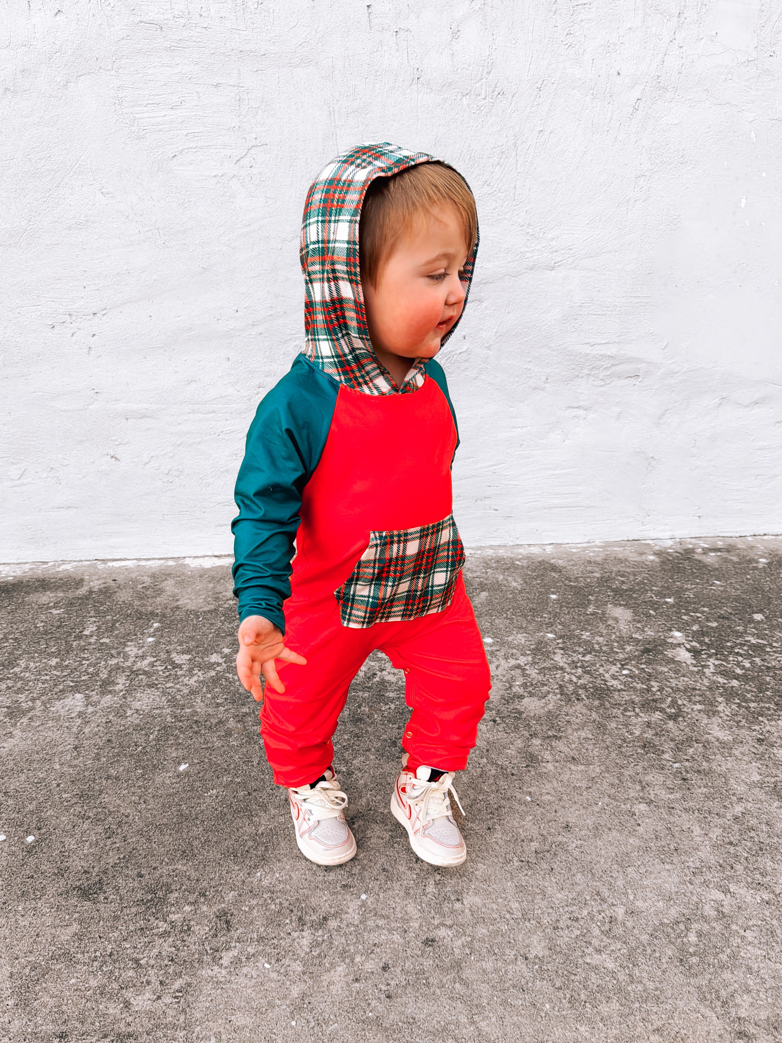 Christmas Plaid |  Hooded Romper