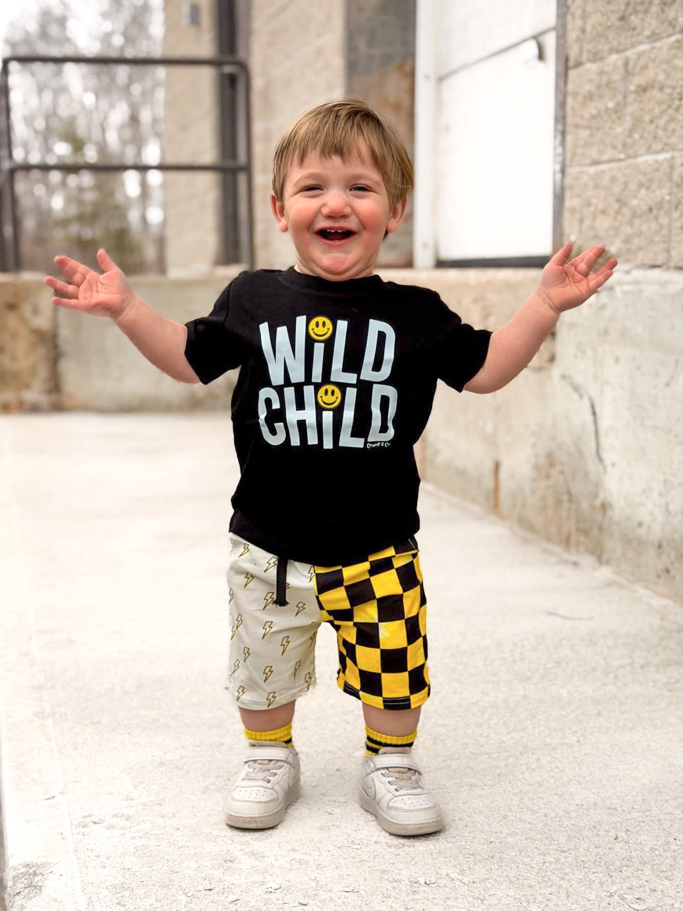 Wild Child Smiley  |  Black Graphic T-Shirt