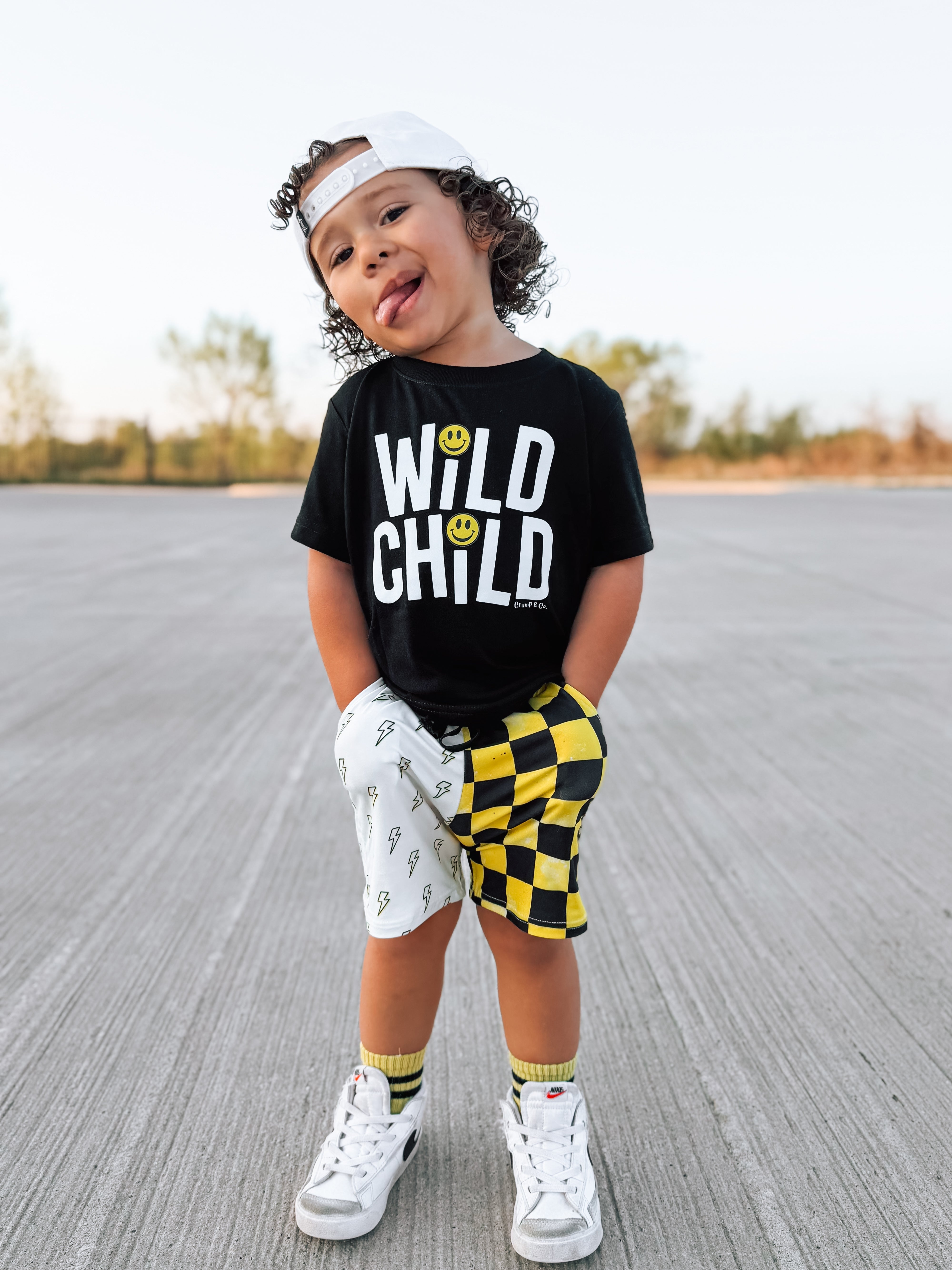 Wild Child Smiley  |  Black Graphic T-Shirt