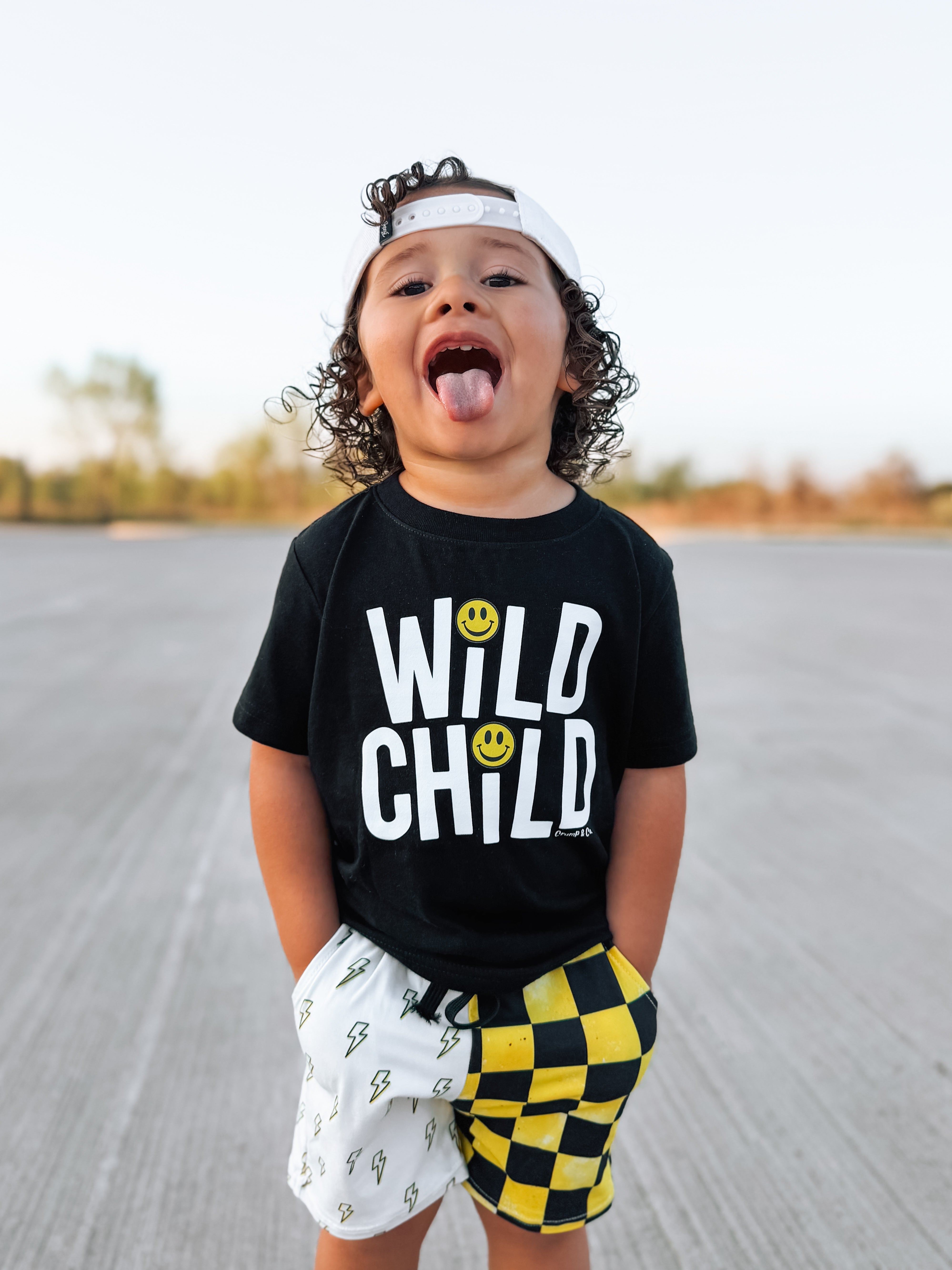 Wild Child Smiley  |  Black Graphic T-Shirt
