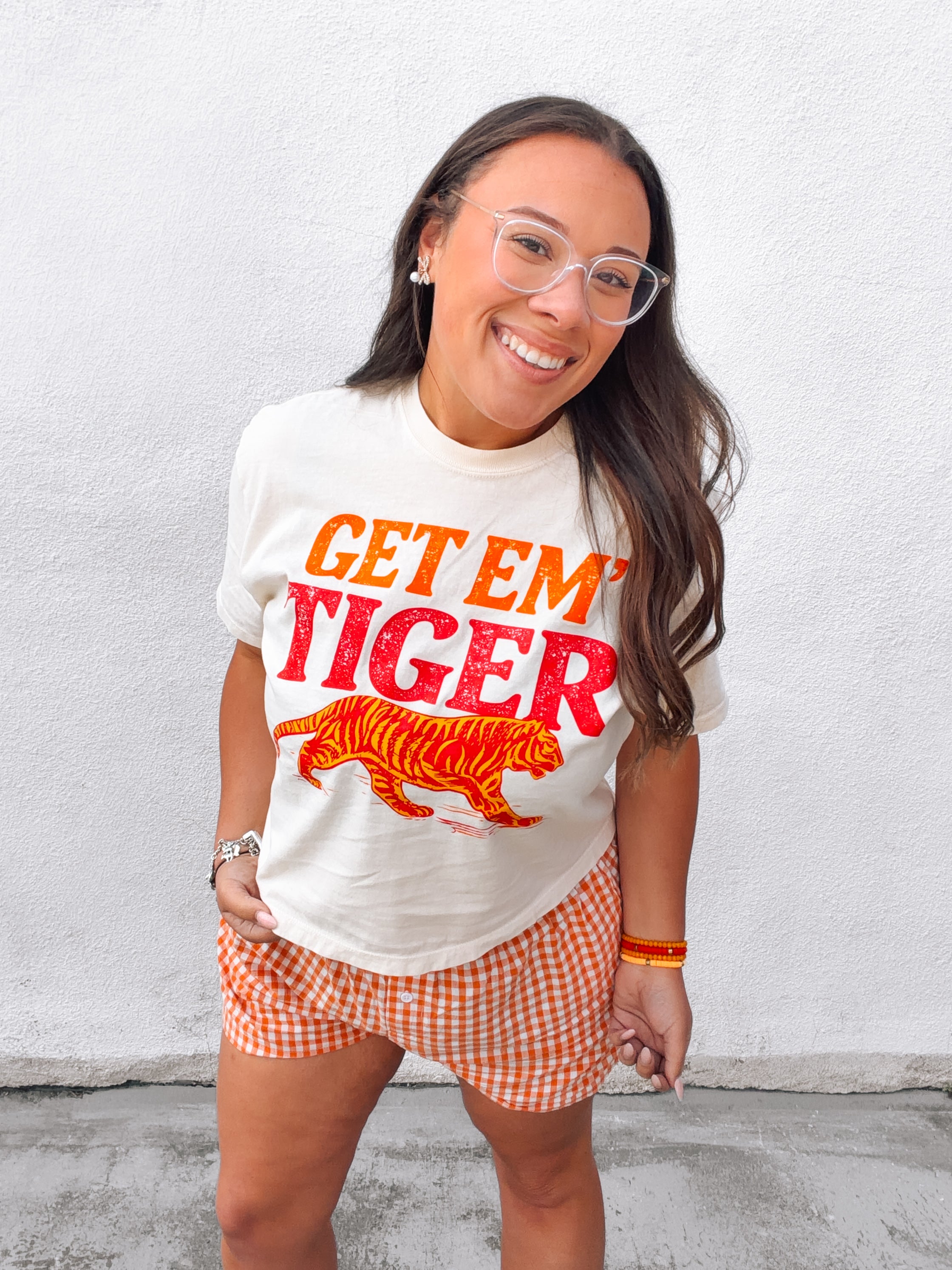 Get Em' Tiger | Comfort Color Crop Tee-Ivory