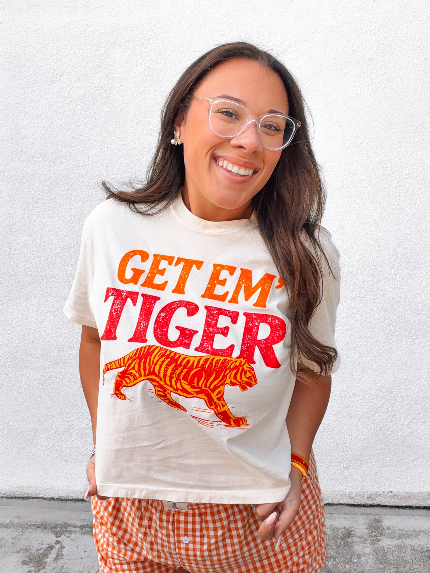 Get Em' Tiger | Comfort Color Crop Tee-Ivory