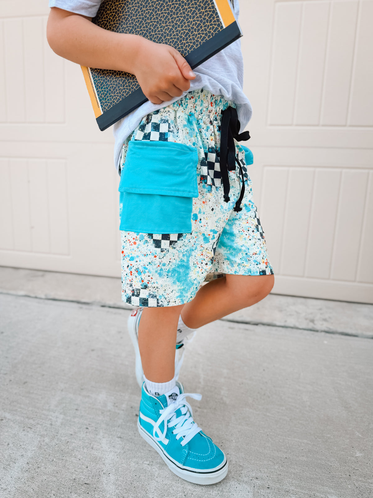 Too Cool For School | Teal Cargo Pocket Tie Shorts