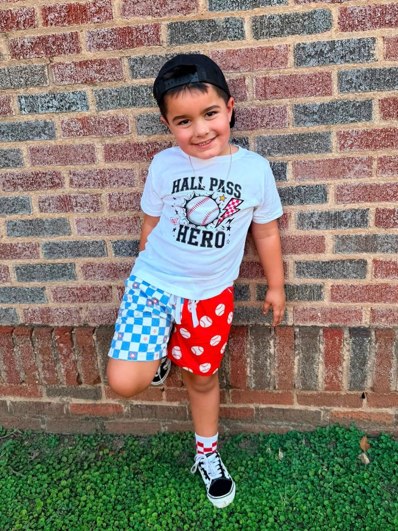 Hall Pass Hero | White Graphic T-Shirt