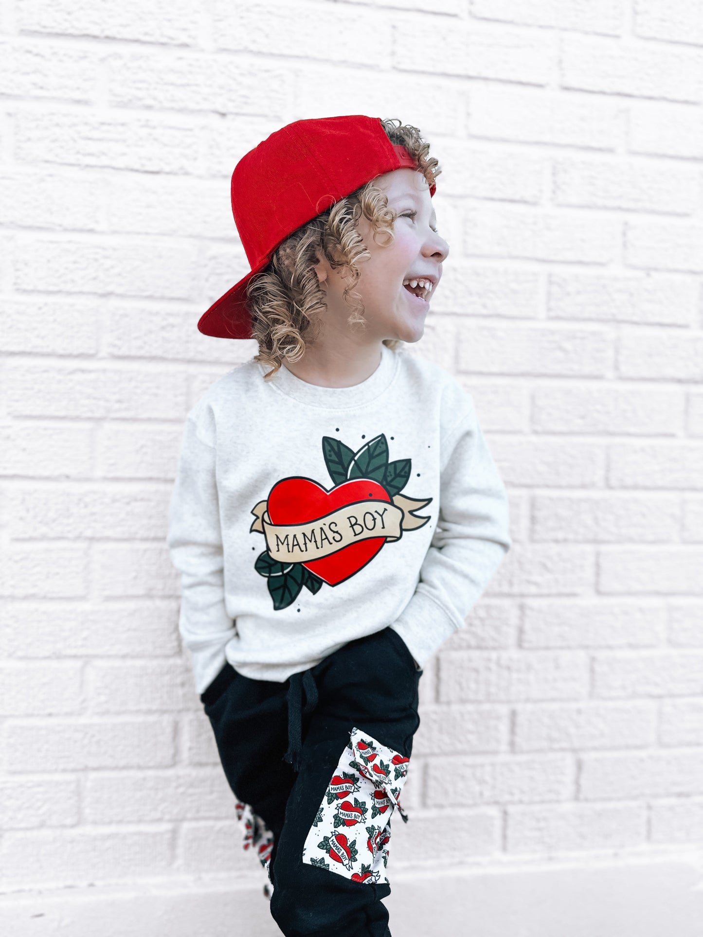 Mama's Boy Tattoo Heart | Oatmeal Sweatshirt