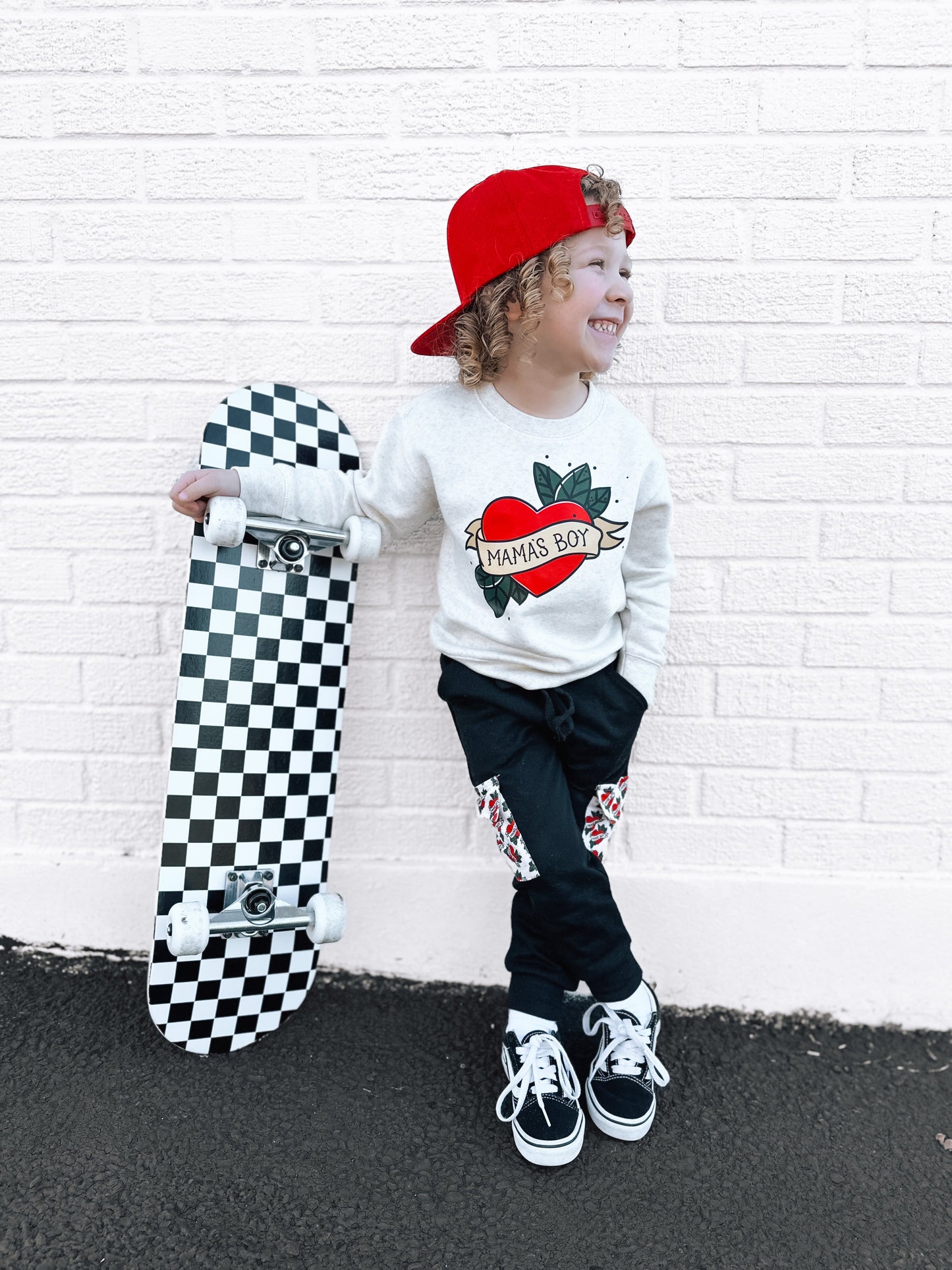 Mama's Boy Tattoo Heart | Oatmeal Sweatshirt