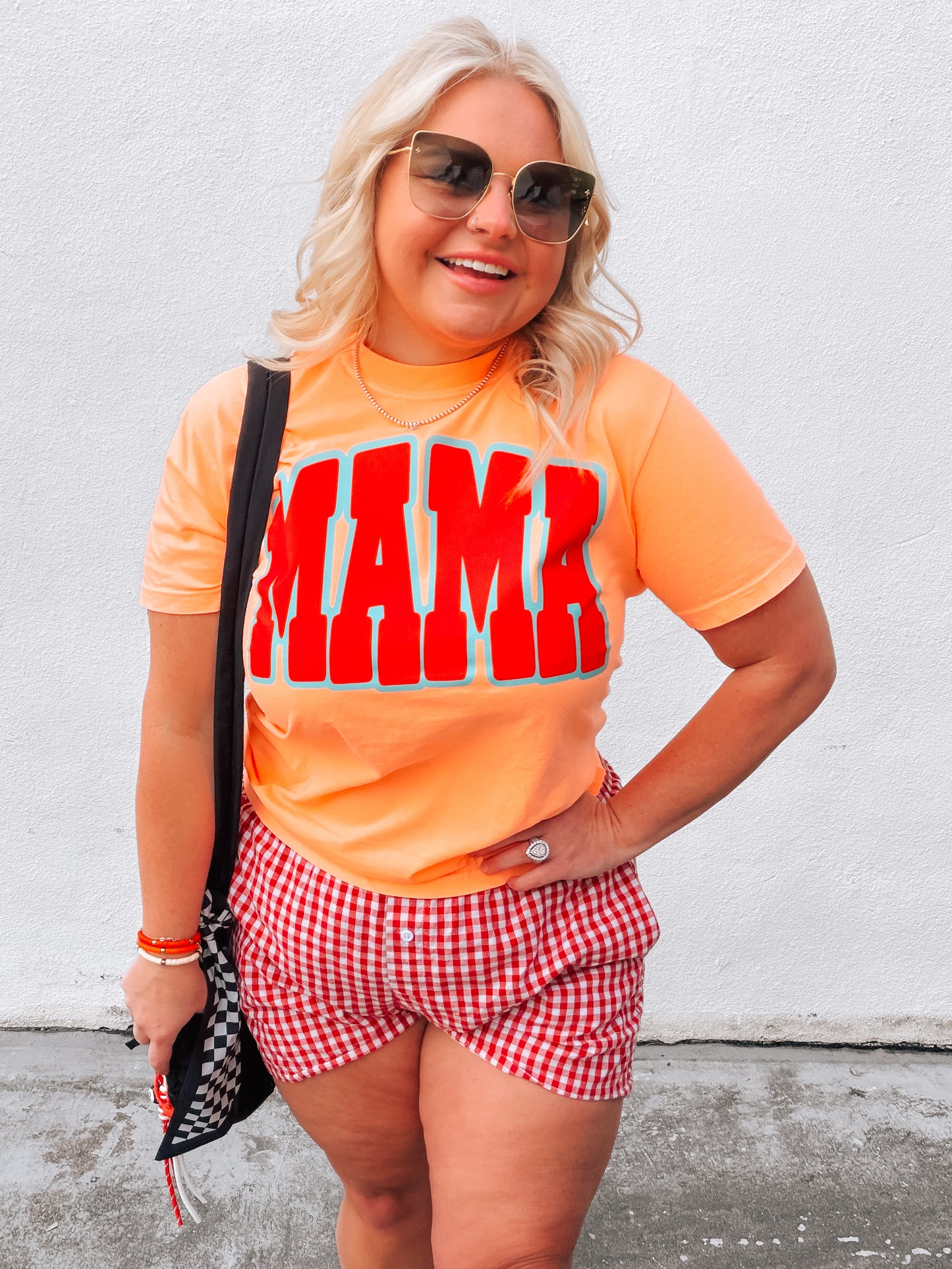 Mama Varsity Block | Neon Coral Comfort Color