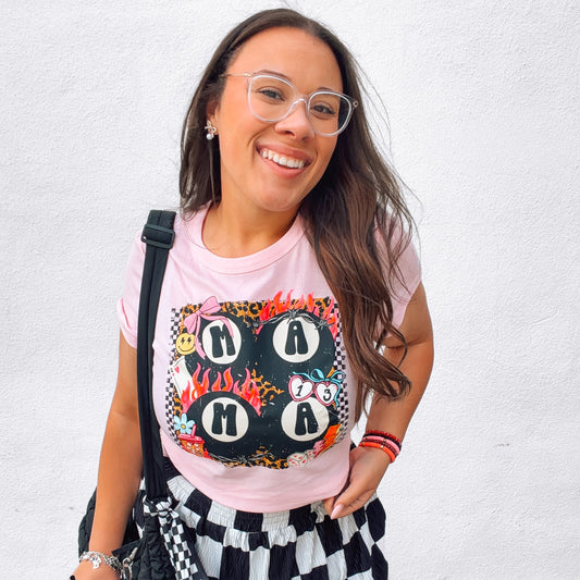Flame Mama | Bella Canvas Baby Tee Pink