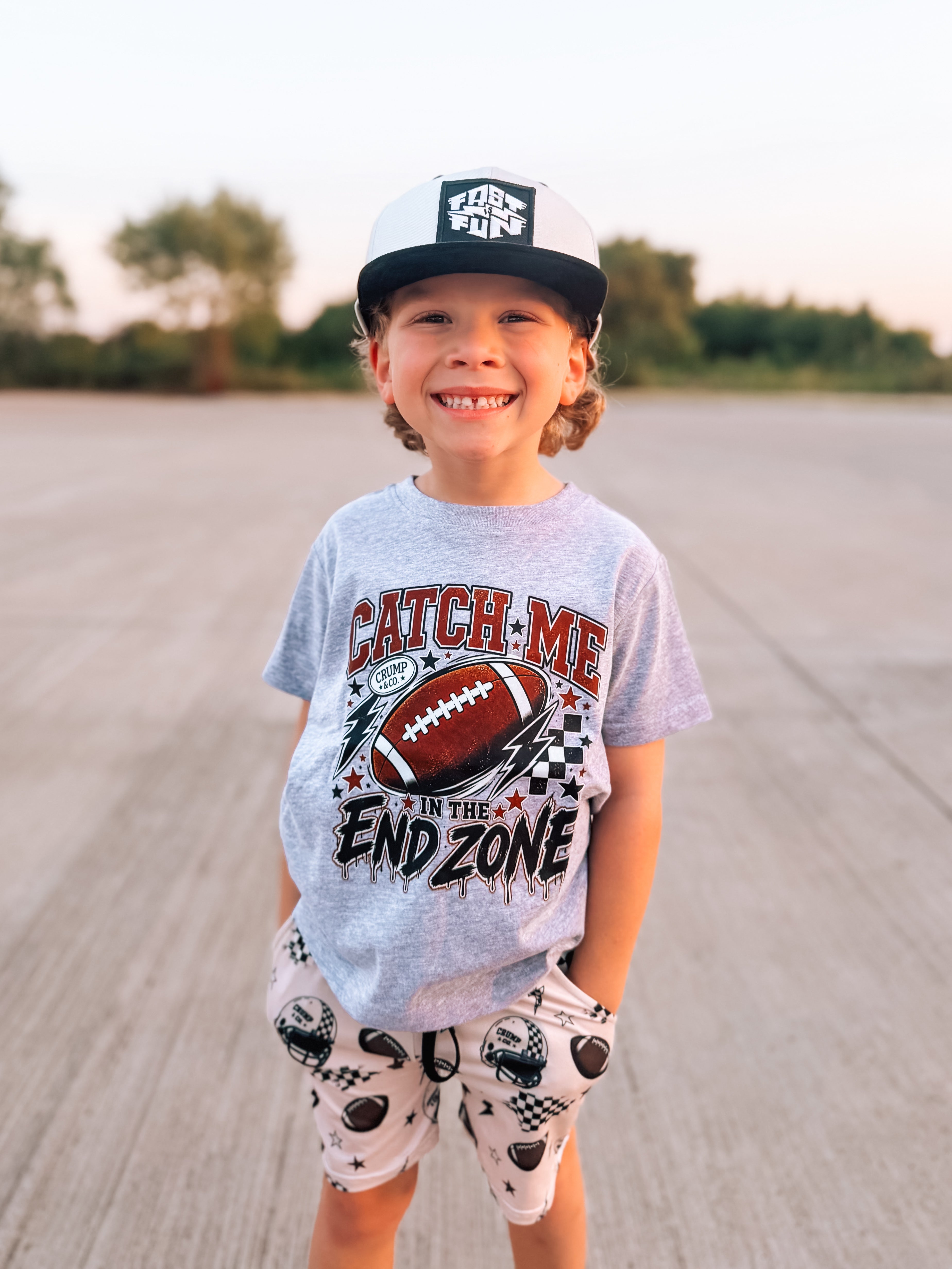 Catch Me In The End Zone | Heather Grey Graphic T-Shirt