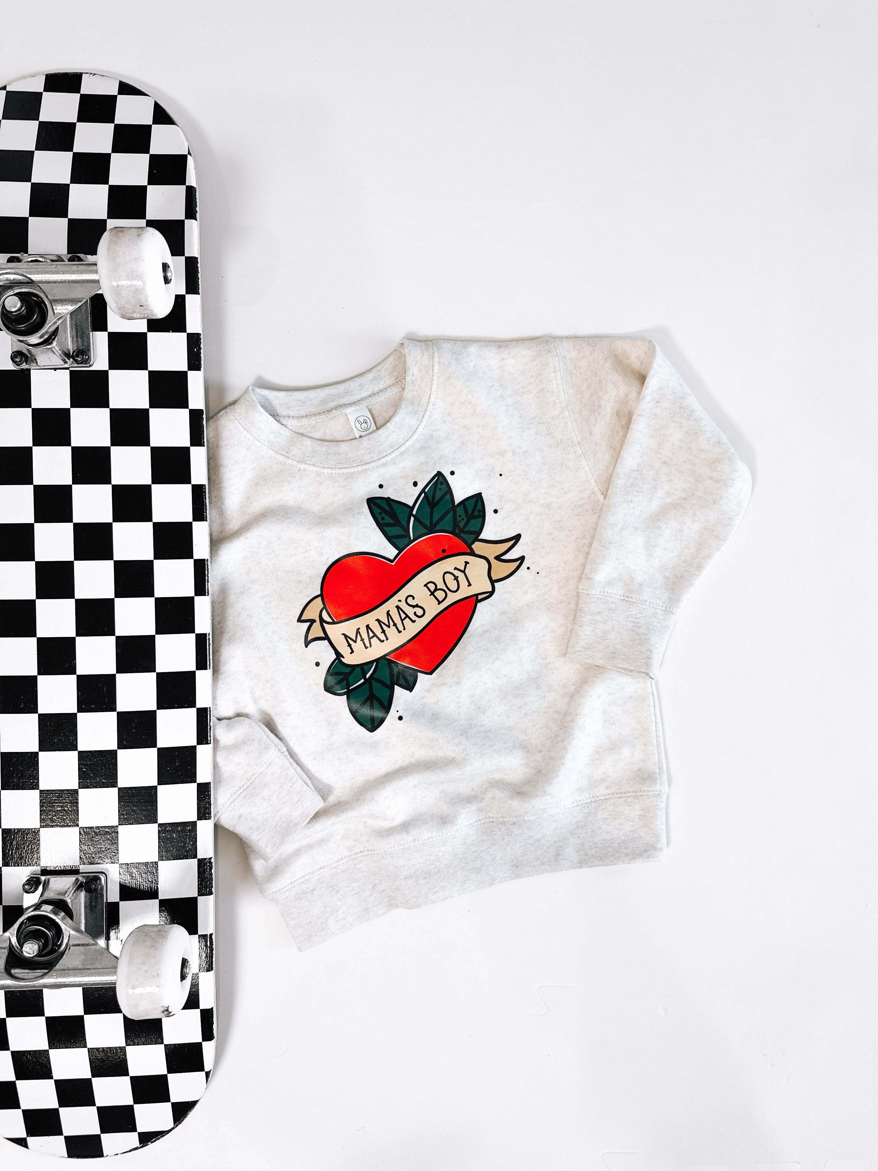Mama's Boy Tattoo Heart | Oatmeal Sweatshirt