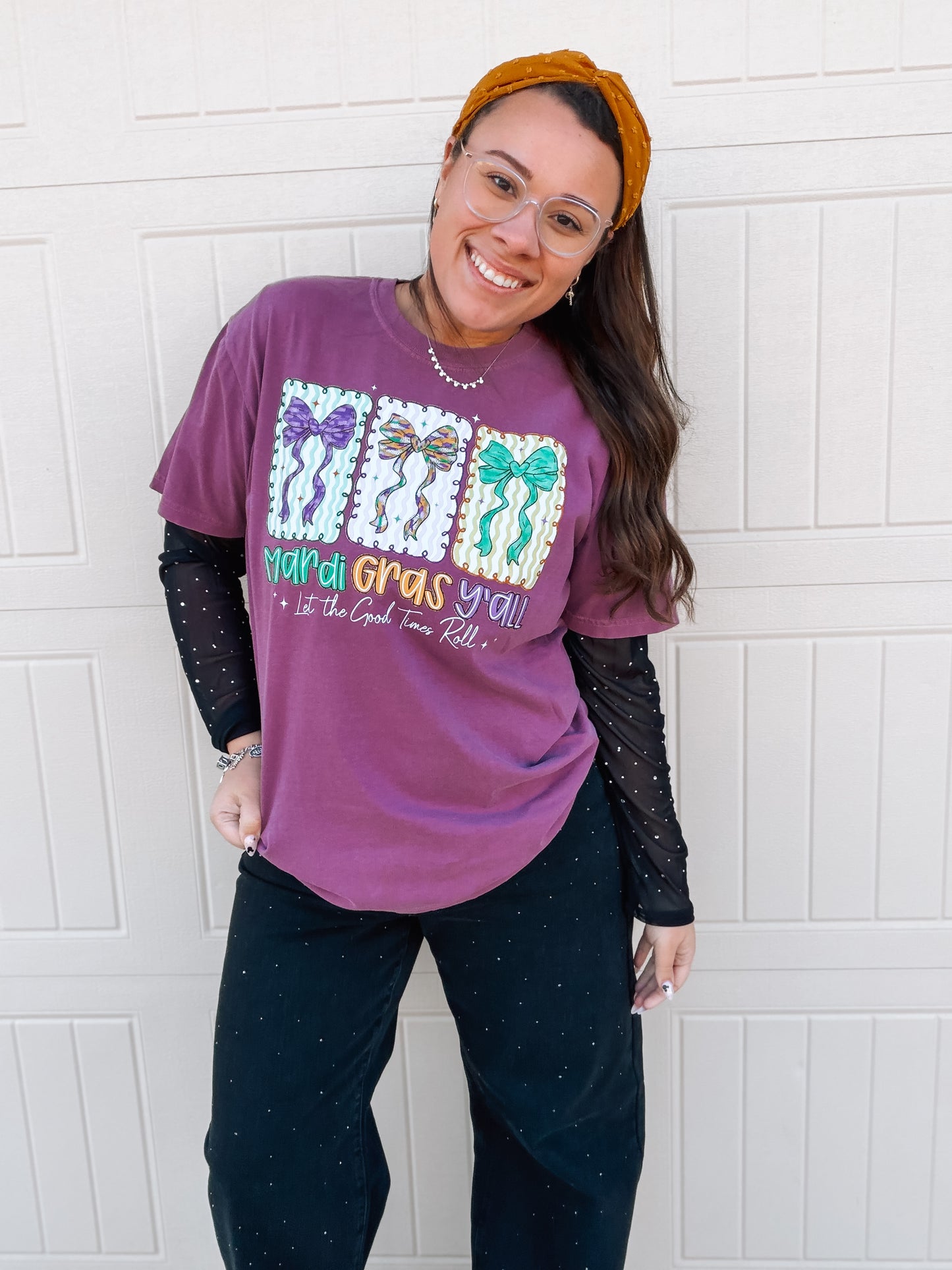 Mardi Gras Yall | Comfort Color Tee- Purple