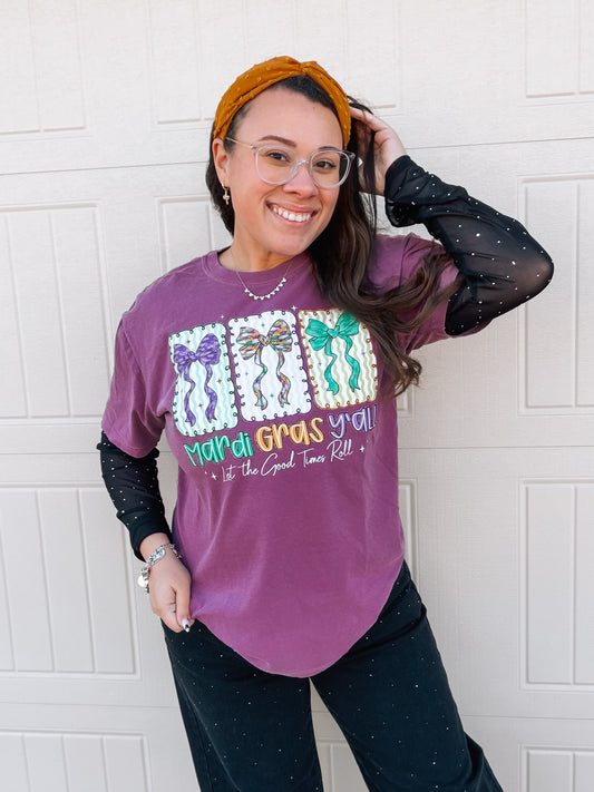 Mardi Gras Yall | Comfort Color Tee- Purple