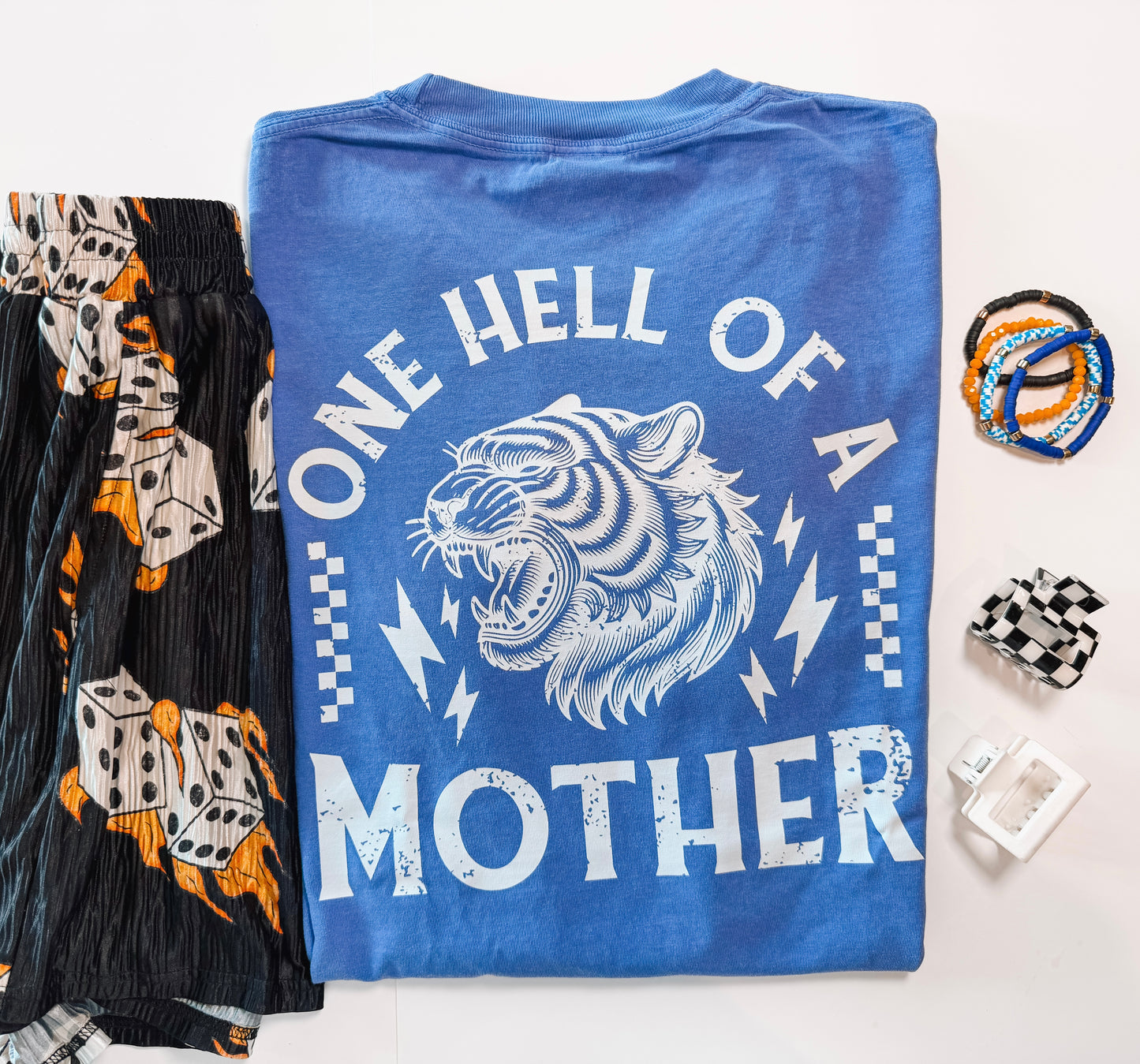 Hell of A Mother | Neon Blue Comfort Color