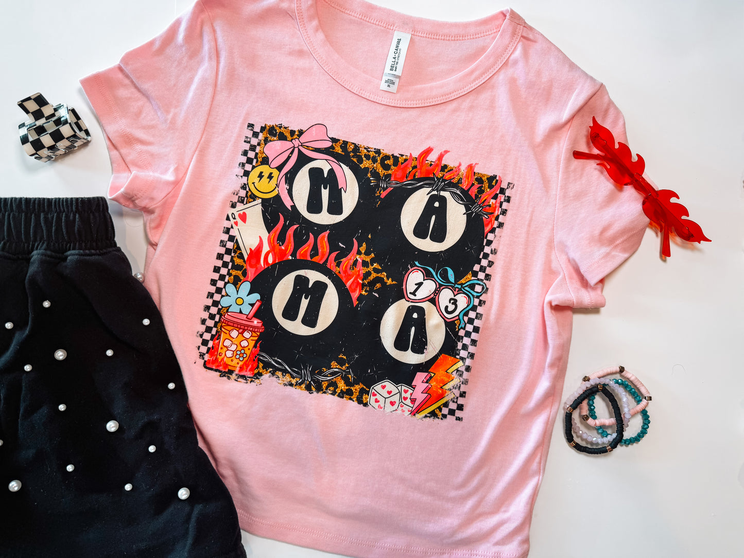 Flame Mama | Bella Canvas Baby Tee Pink