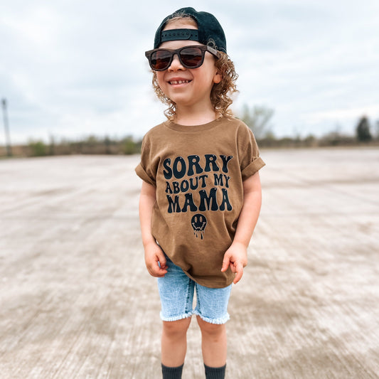 Sorry About my Mama  | Brown Graphic T-Shirt