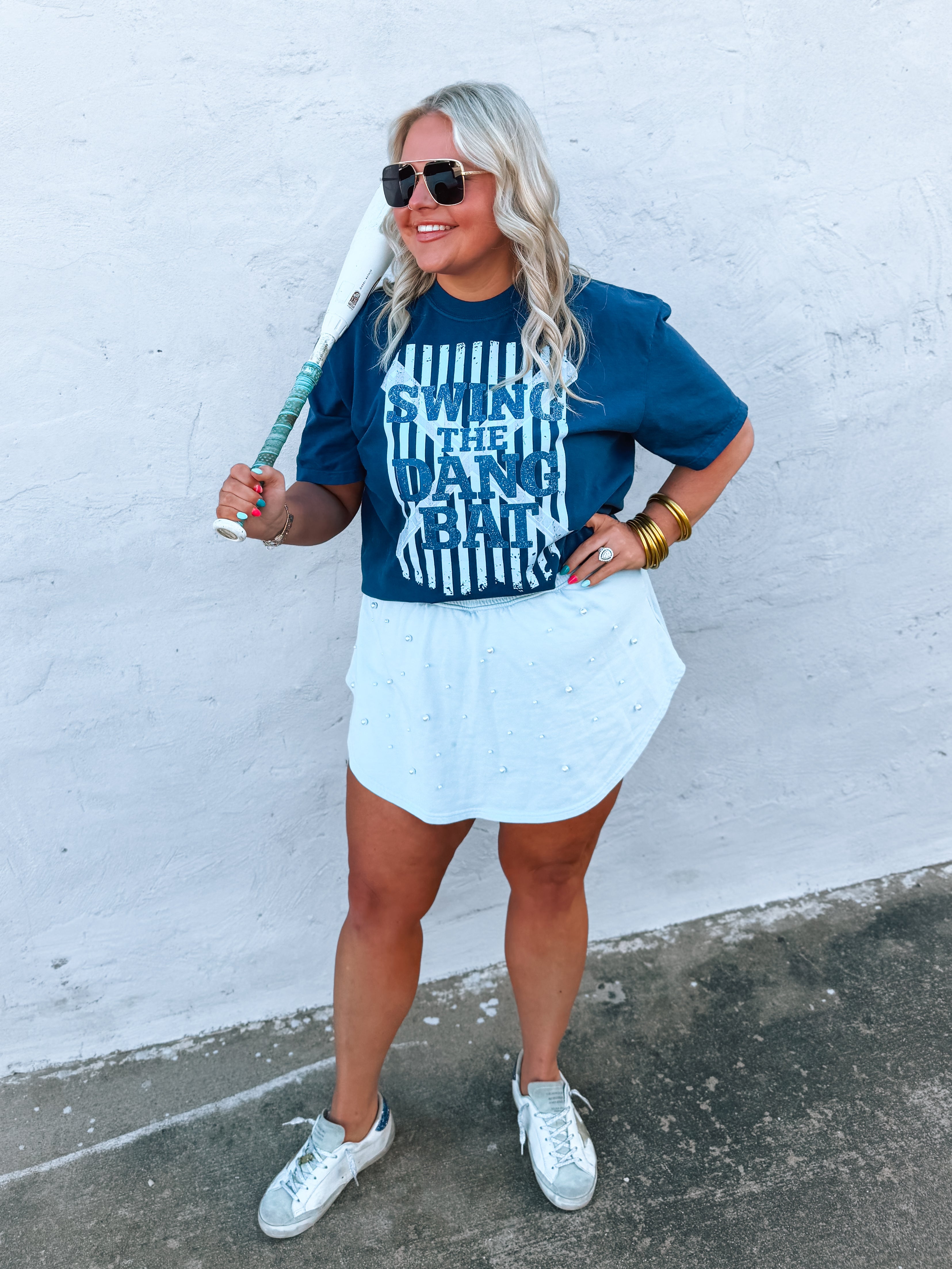 Swing The Dang Bat | Comfort Color Tee- Navy