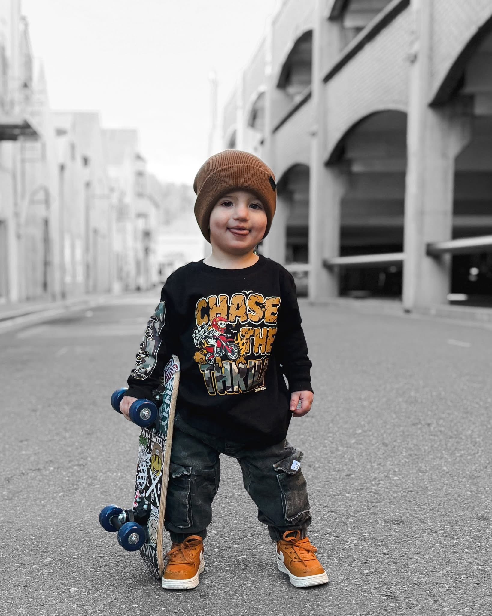 Chase The Thrill | Long Sleeve T-Shirt- Black
