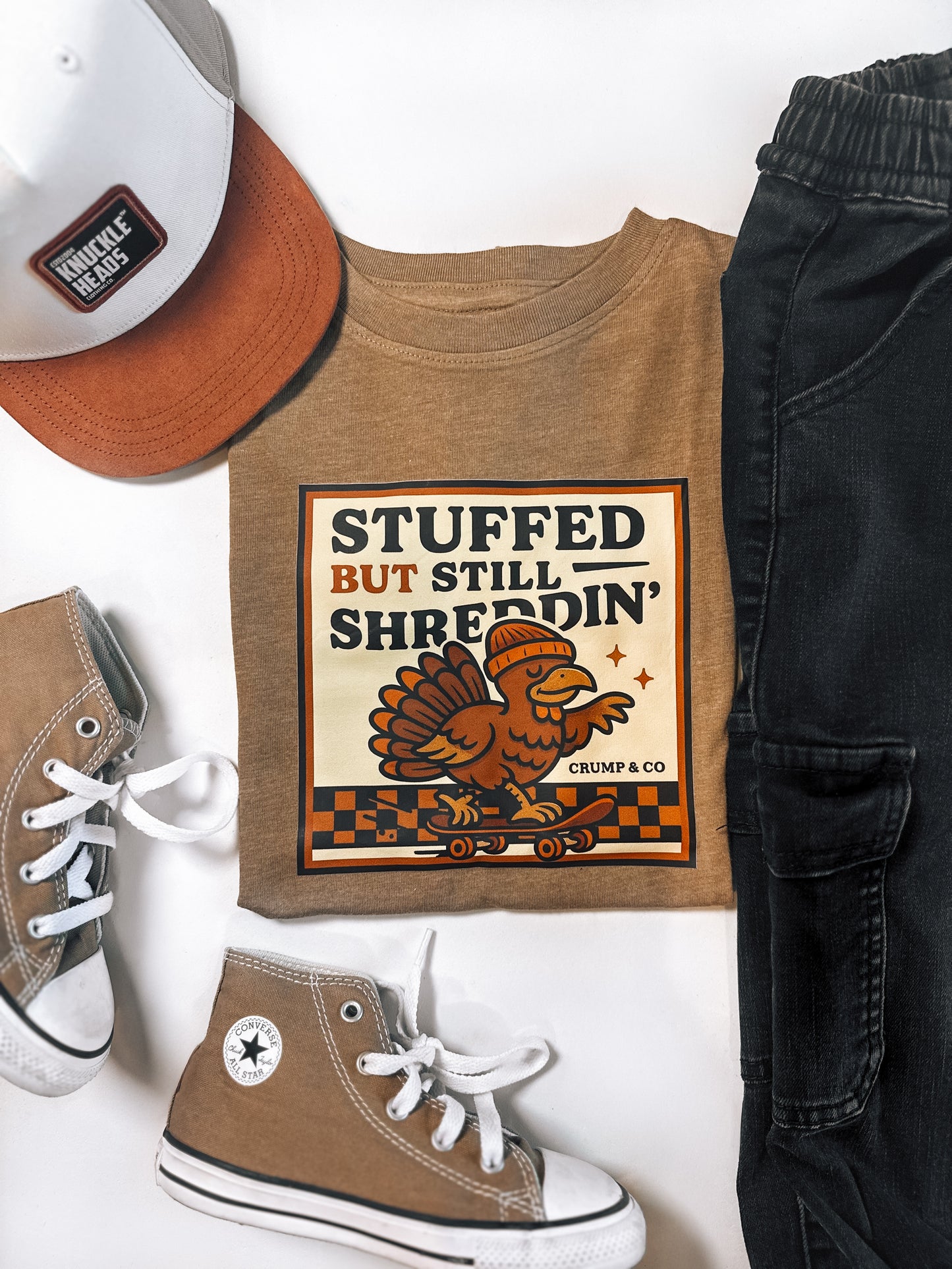 Stuffed But Shreddin'  | Brown Graphic T-Shirt