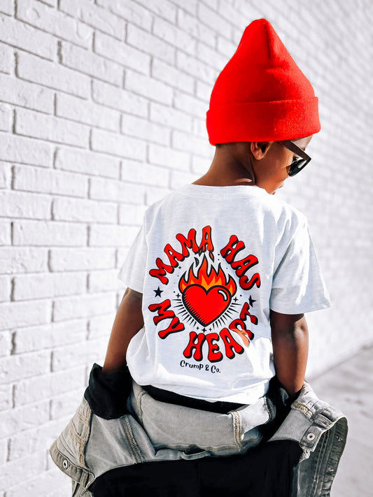 Mama Has My Heart  | Ash Grey Pocket T-Shirt