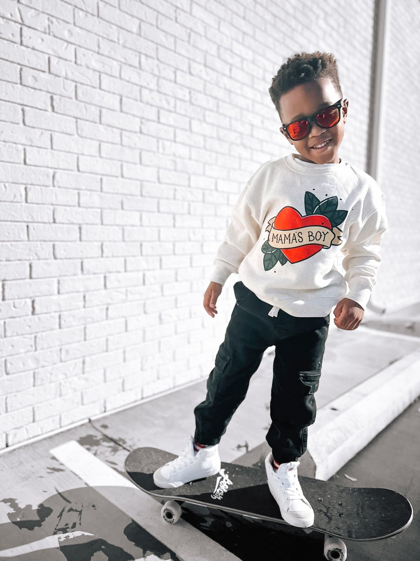 Mama's Boy Tattoo Heart | Oatmeal Sweatshirt