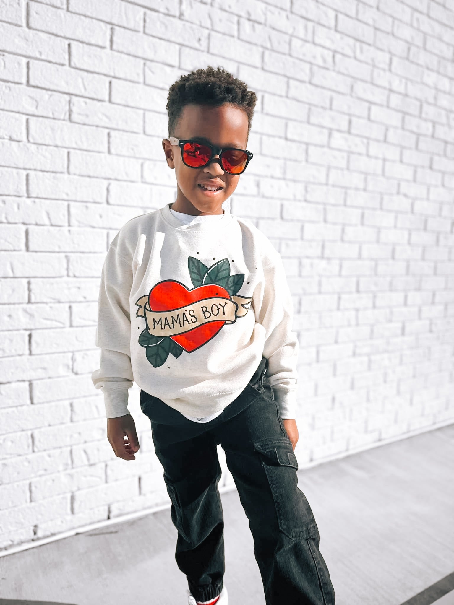 Mama's Boy Tattoo Heart | Oatmeal Sweatshirt