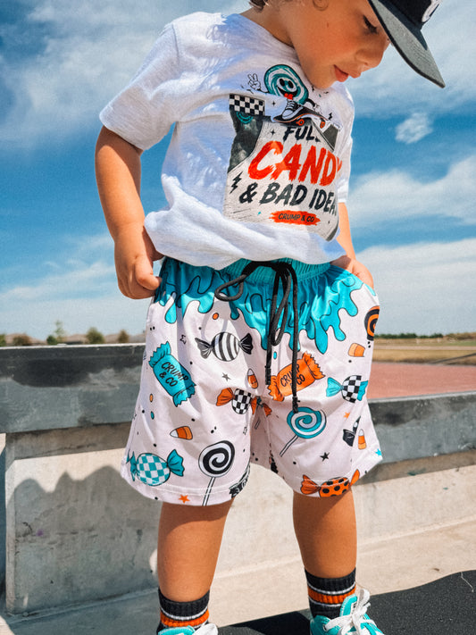 Candy Halloween | Drip Teal Tie Shorts