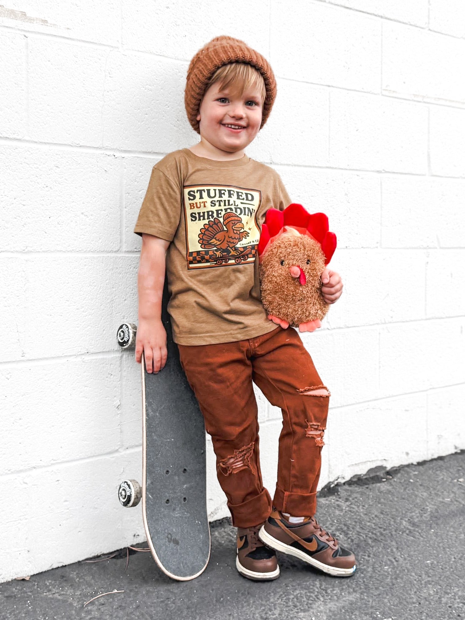 Stuffed But Shreddin'  | Brown Graphic T-Shirt
