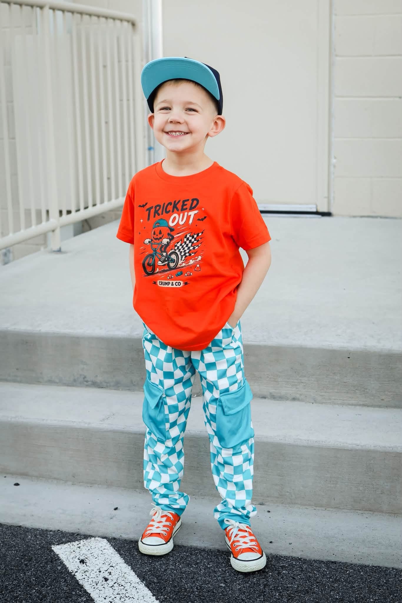 Checker Dude | Ribbed Teal Cargo Jogger