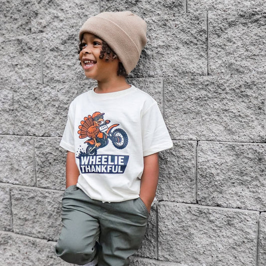 Wheelie Thankful | Ivory Graphic T-shirt