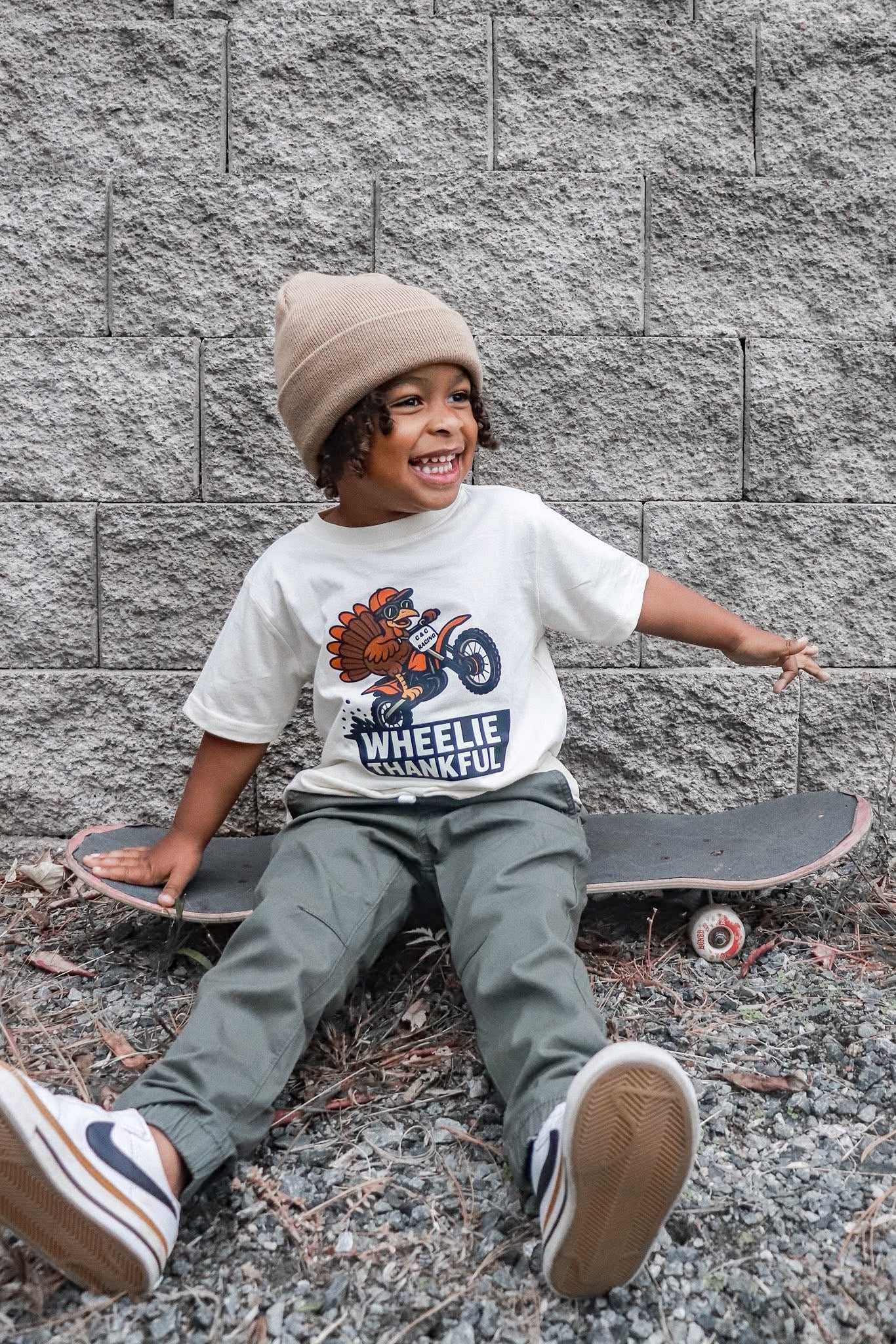 Wheelie Thankful | Ivory Graphic T-shirt