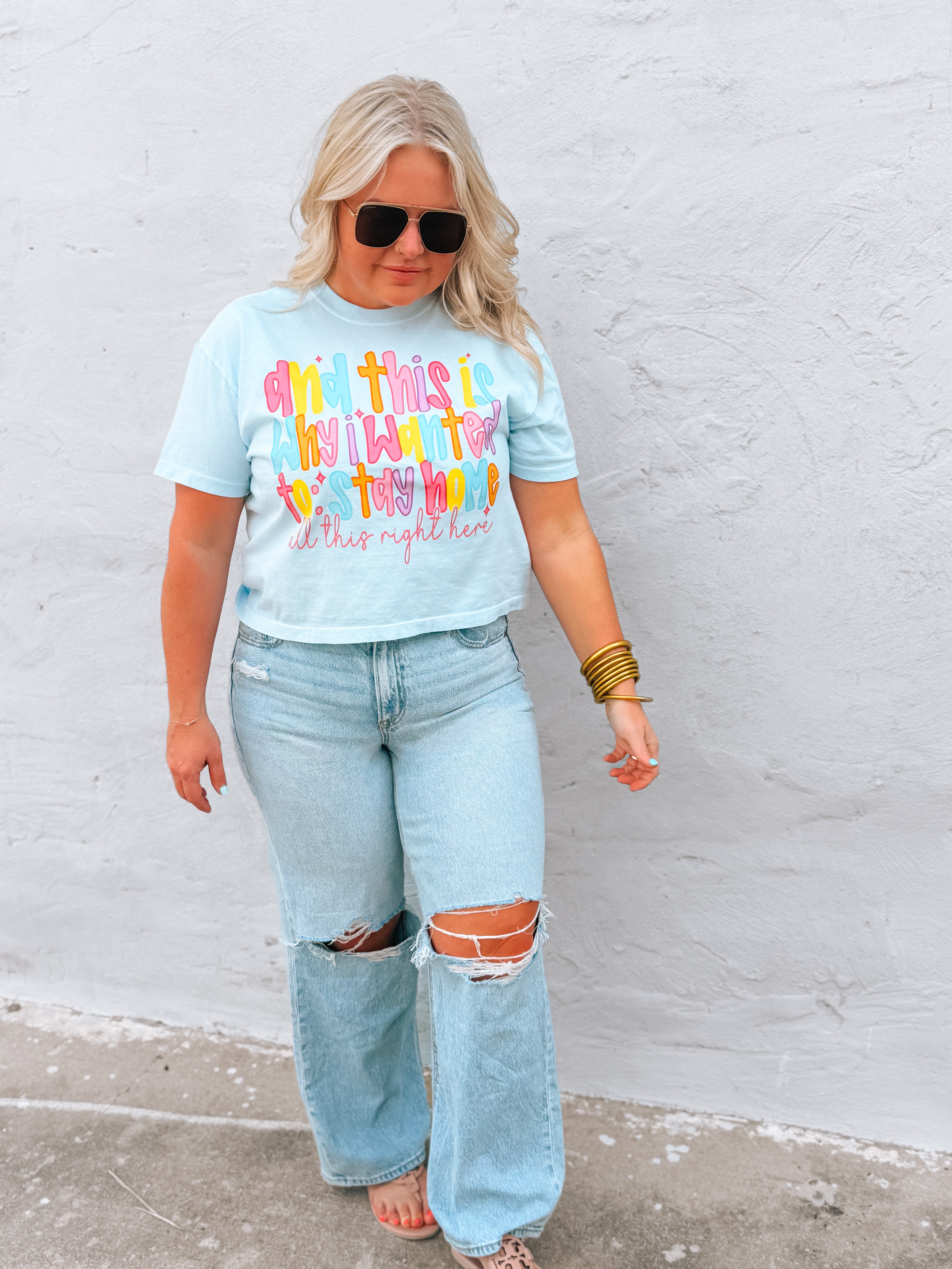 All This Right Here | Comfort Color Crop Tee-Chambray
