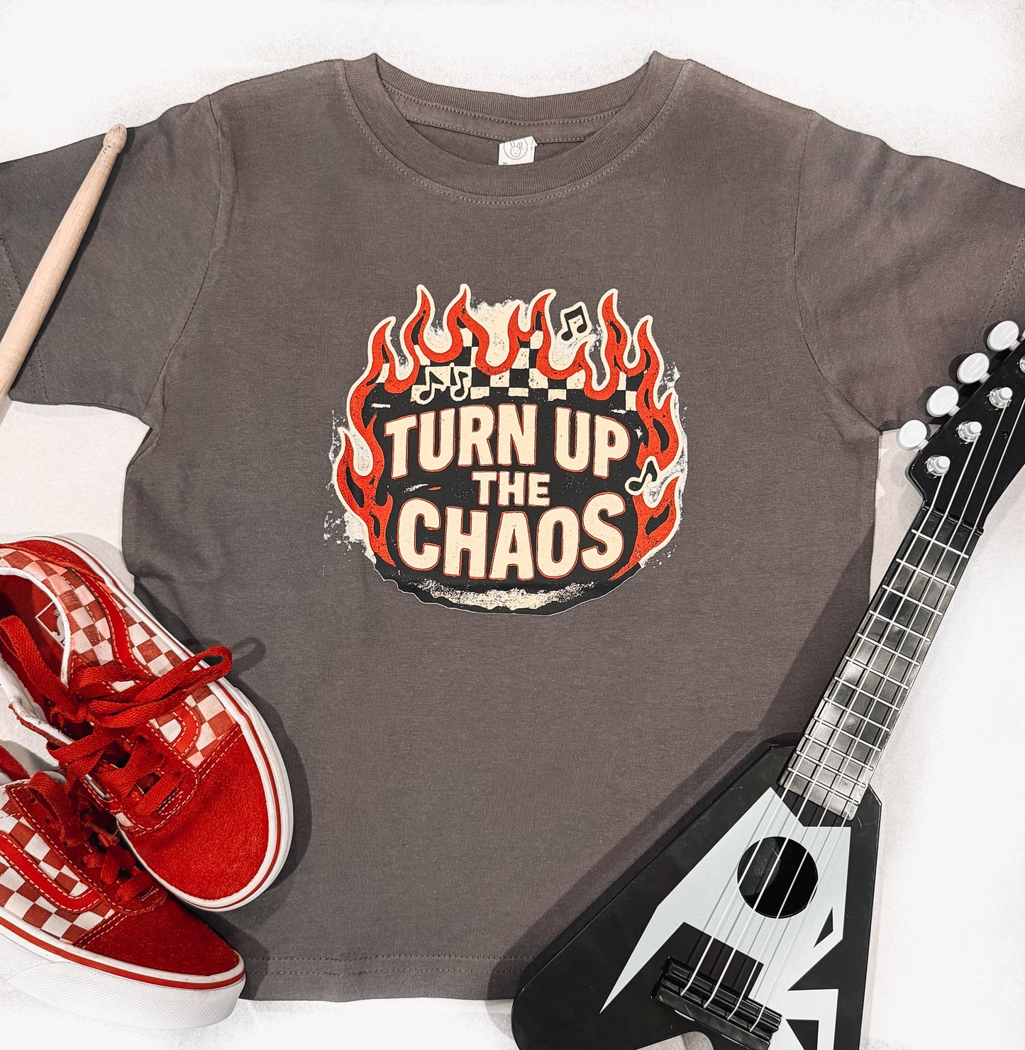 Turn Up The Chaos | Charcoal Graphic T-shirt