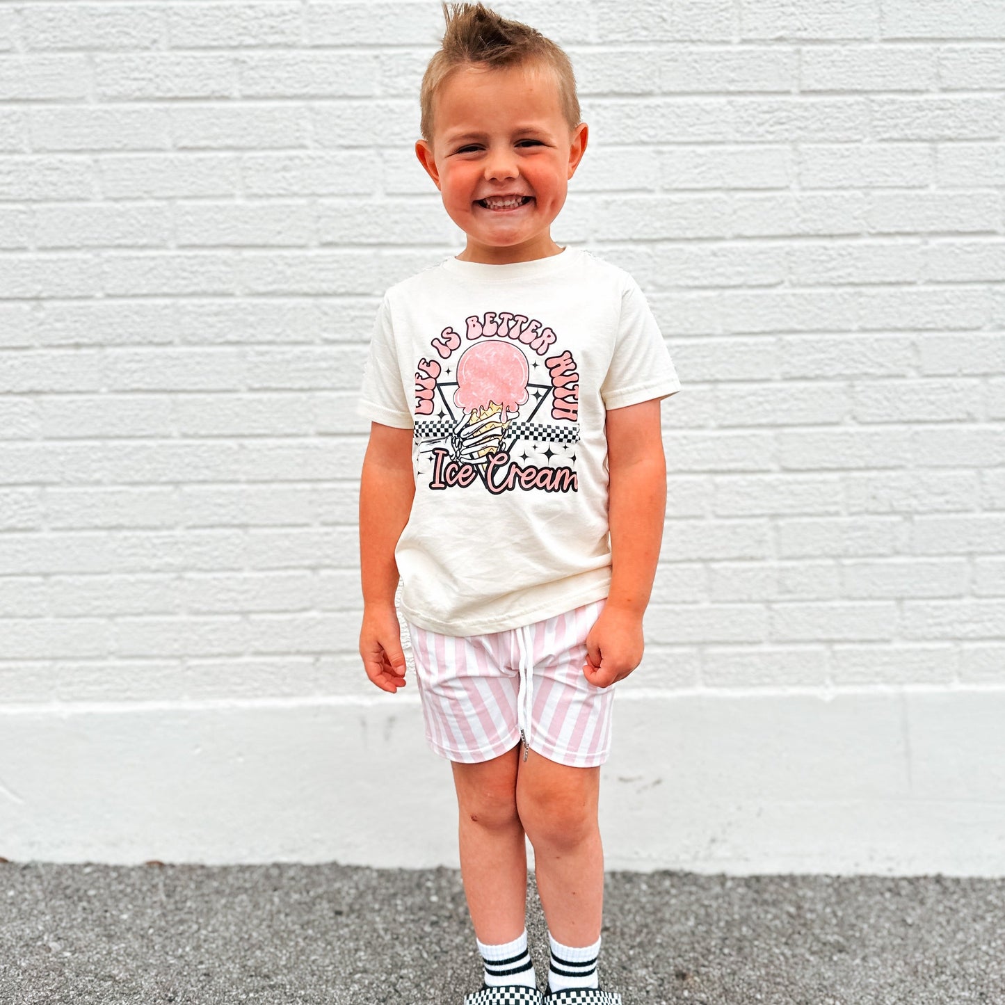 Checkered Ice Cream | Oatmeal Graphic T-shirt