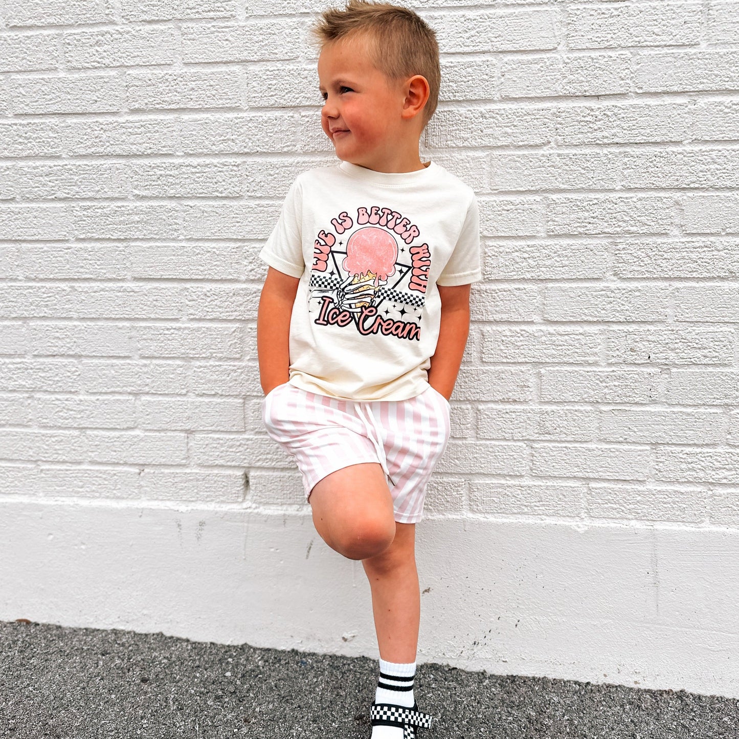 Checkered Ice Cream | Oatmeal Graphic T-shirt