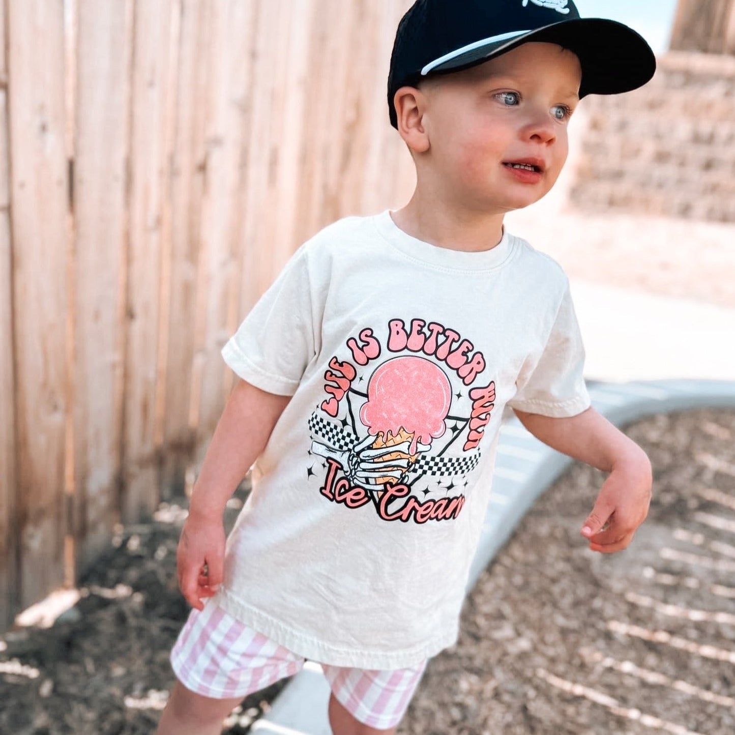 Checkered Ice Cream | Oatmeal Graphic T-shirt
