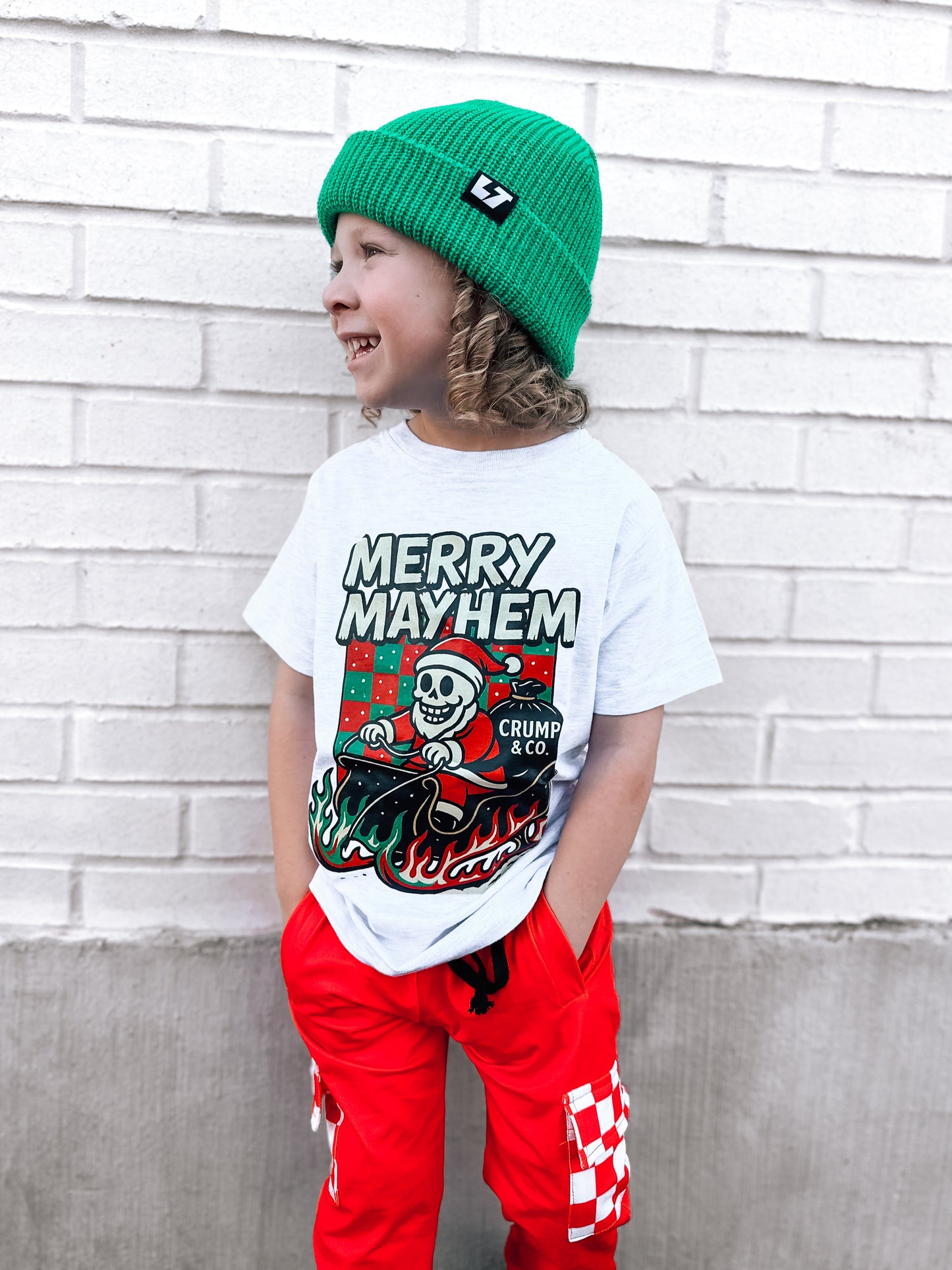 Merry Mayhem | Grey Graphic T-Shirt