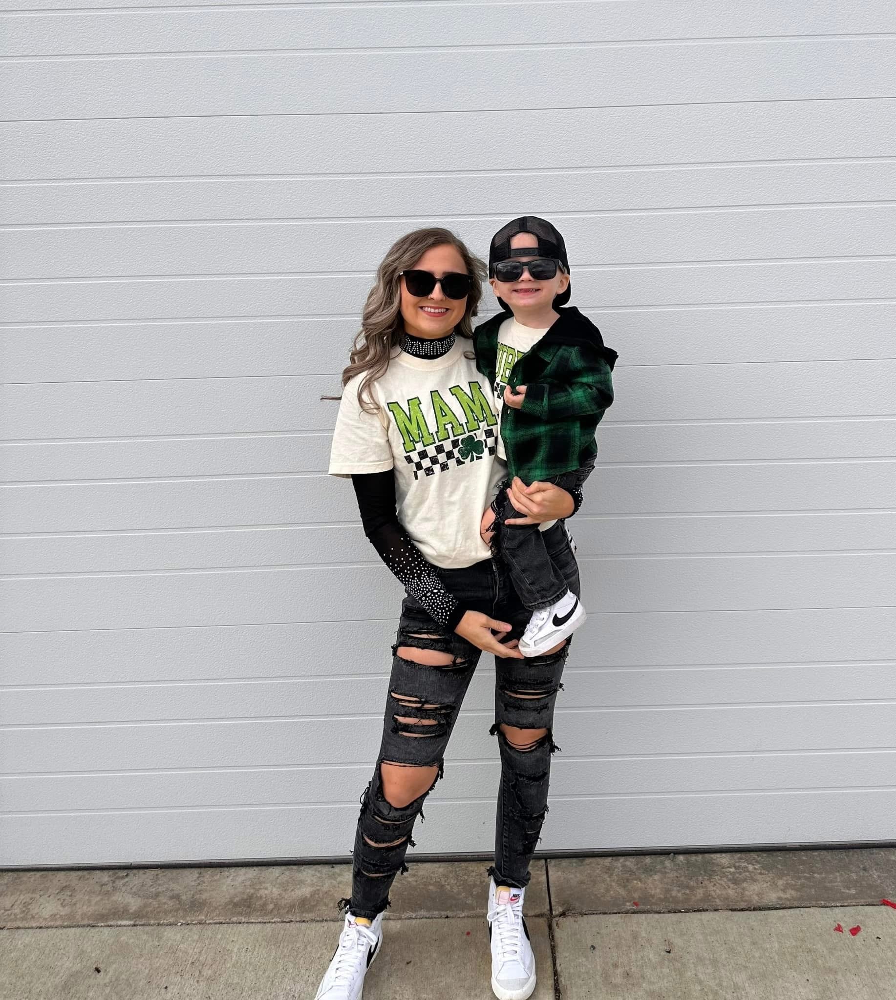 Mama Shamrock Checker | Comfort Color Tee