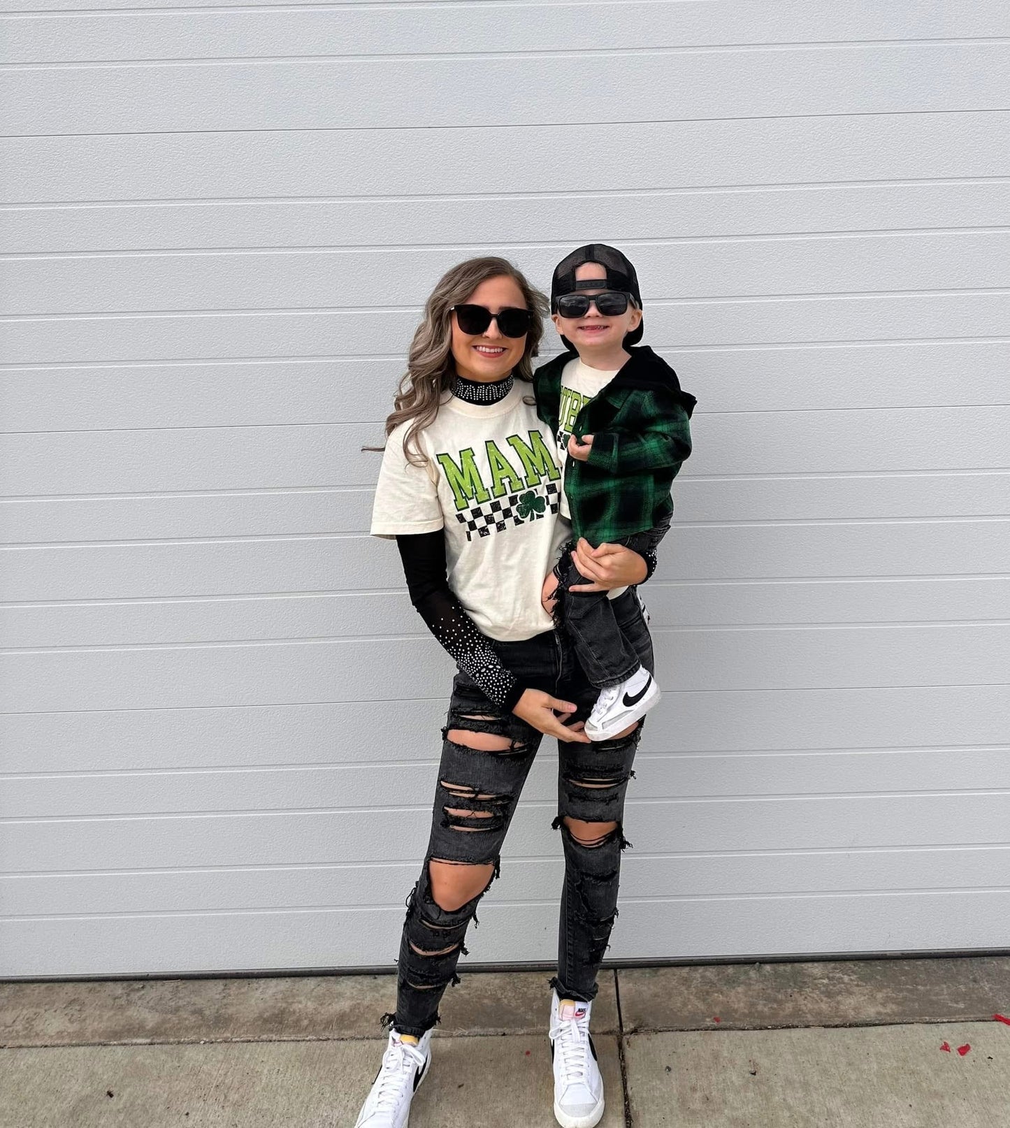 Mama Shamrock Checker | Comfort Color Tee