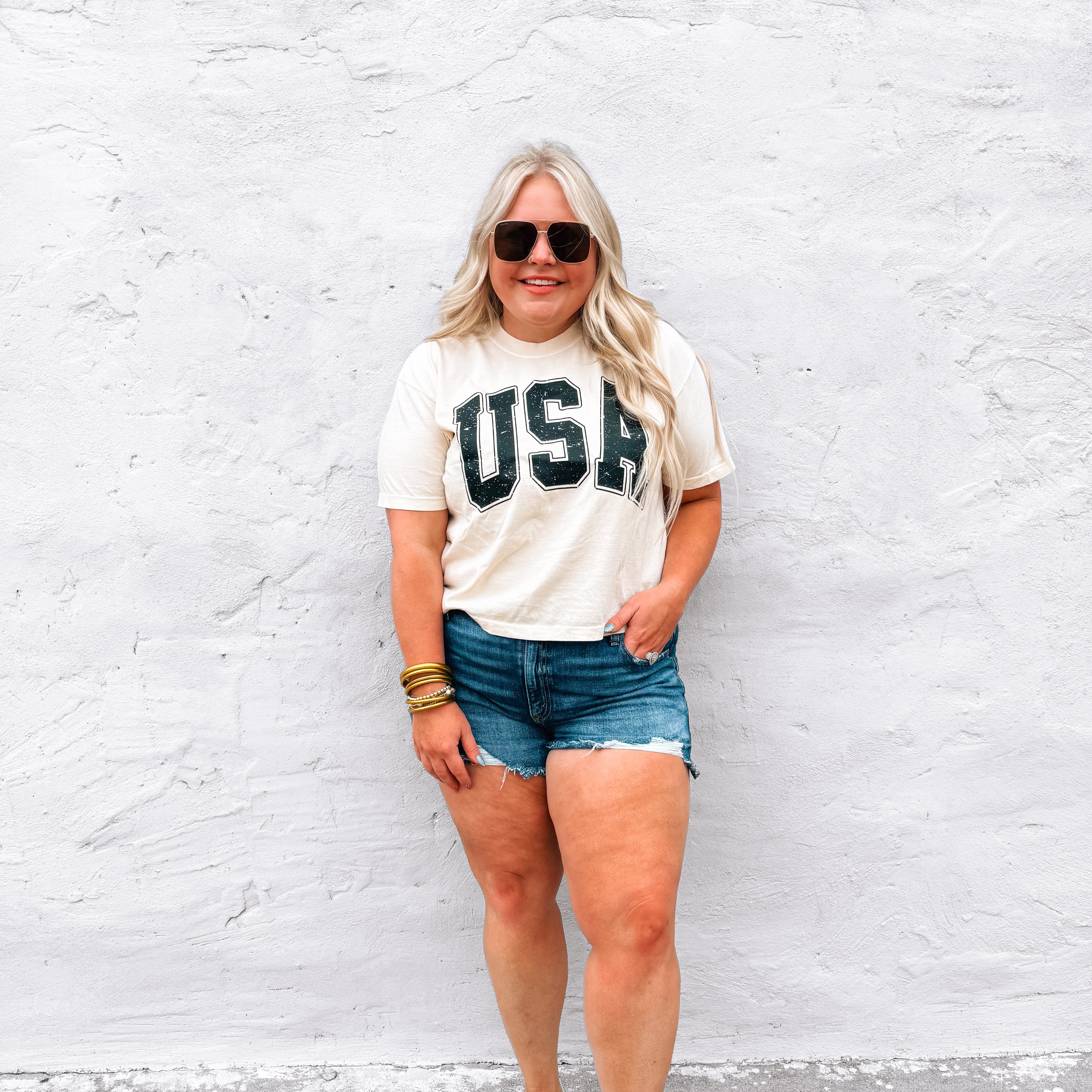 USA | Comfort Color Crop Tee- Ivory