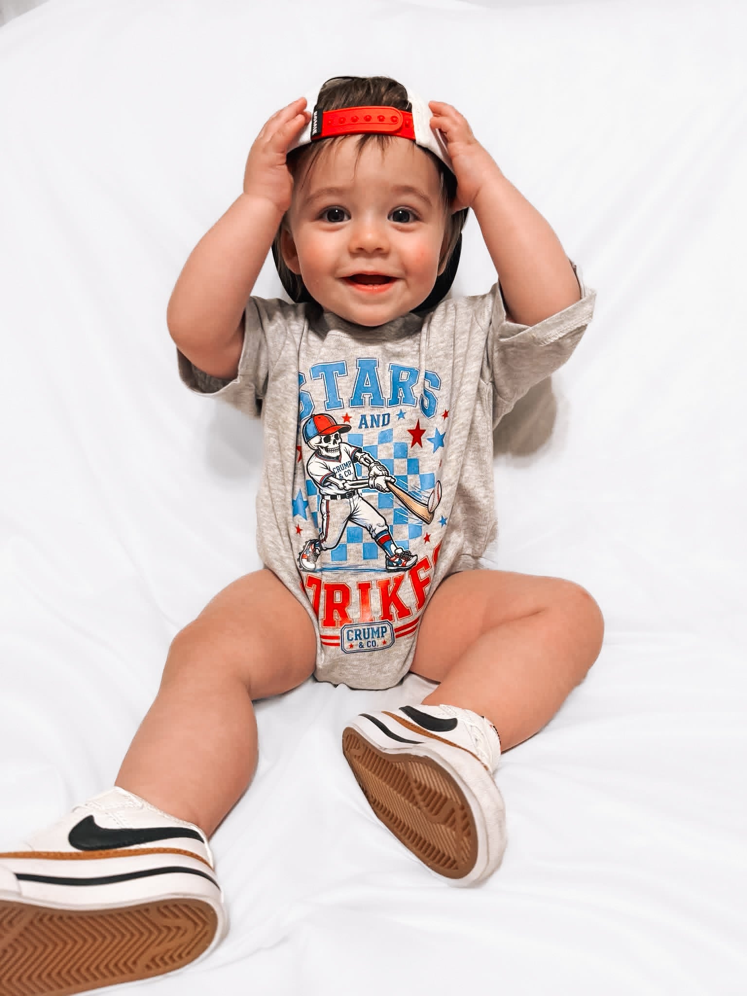 Stars & Strikes | Heather Rolled Sleeve Bubble Romper