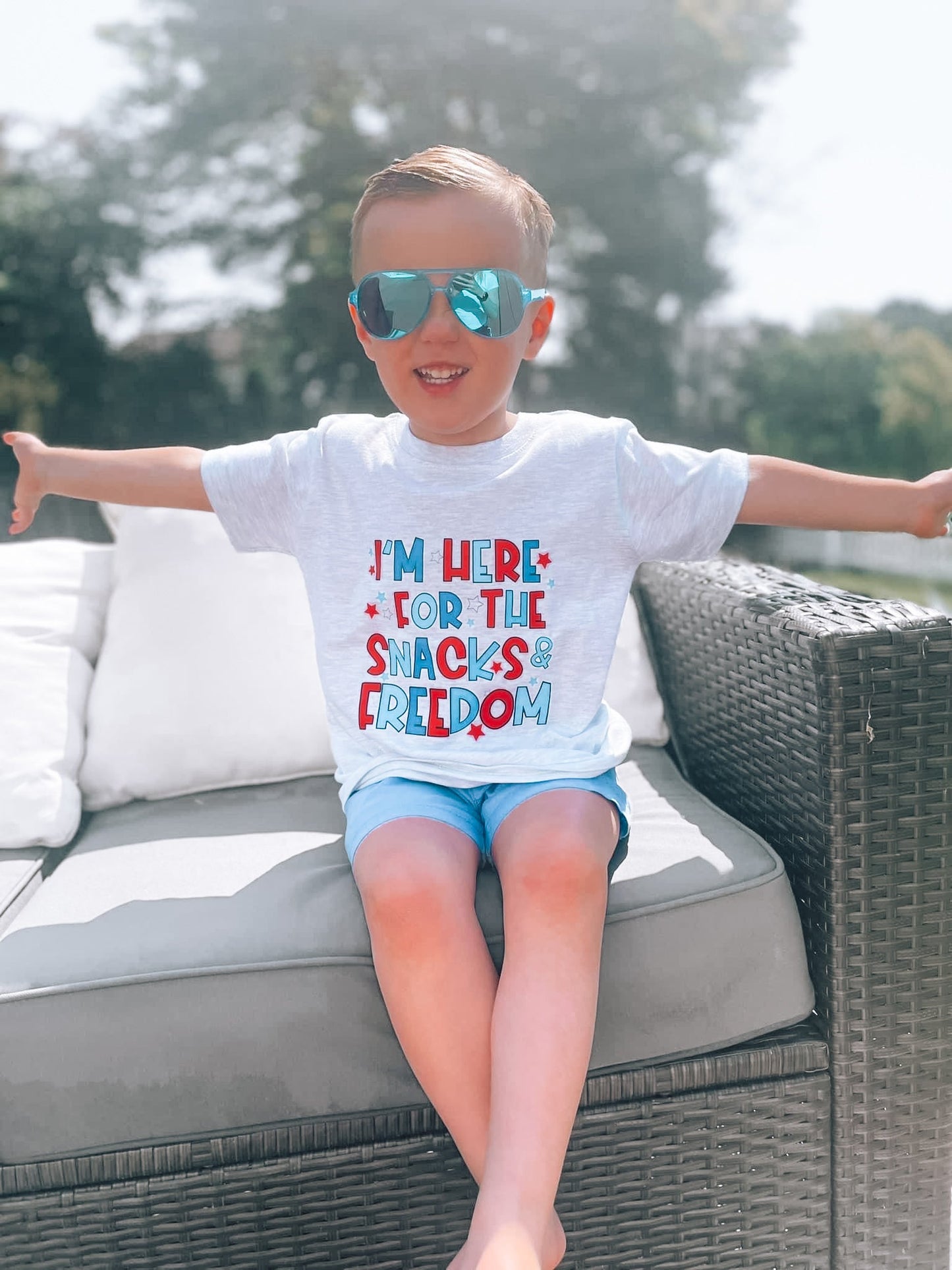 Snacks and Freedom | Ash Grey Graphic T-shirt