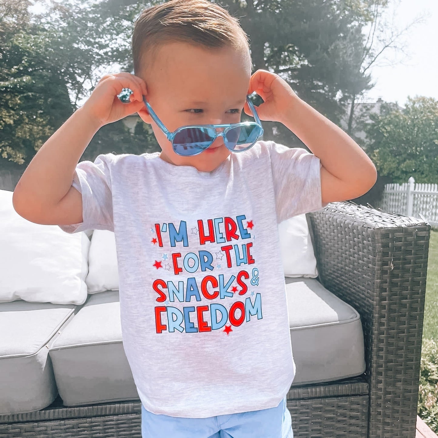 Snacks and Freedom | Ash Grey Graphic T-shirt