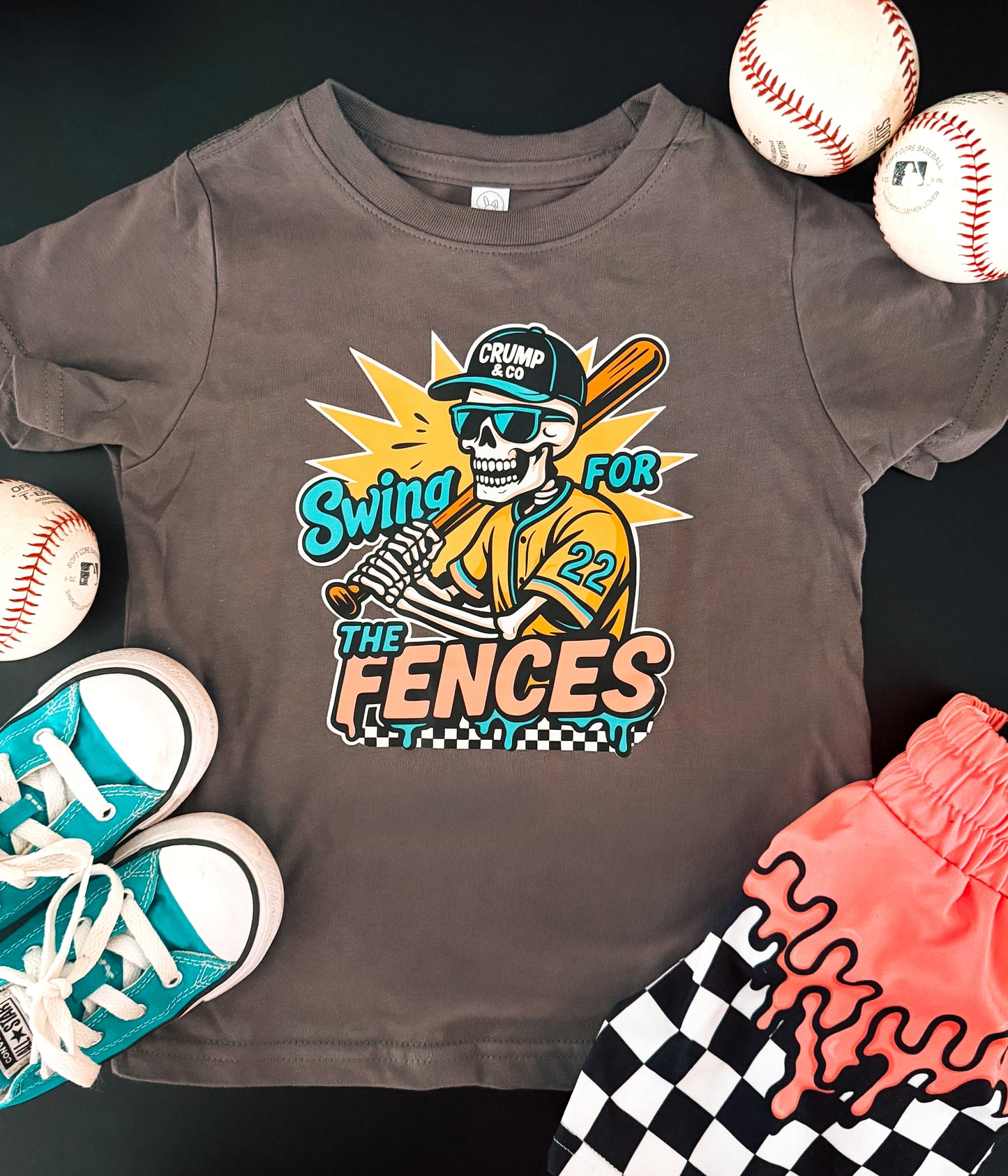 Swing For The Fences| Charcoal Graphic T-Shirt