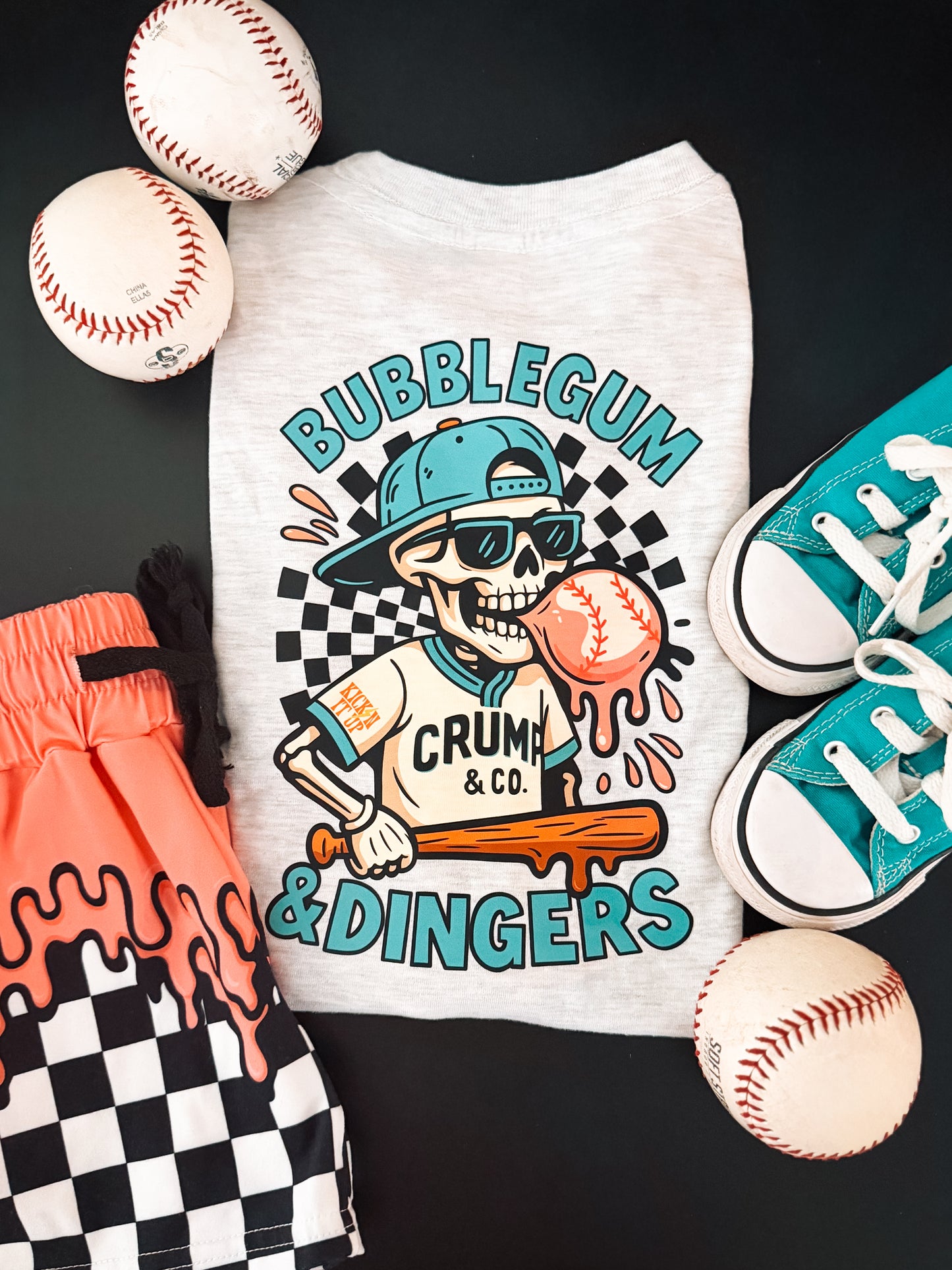 Bubblegum & Dingers | Ash Grey Pocket T-Shirt