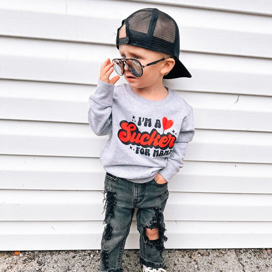 Sucker for Mama | Grey Sweatshirt
