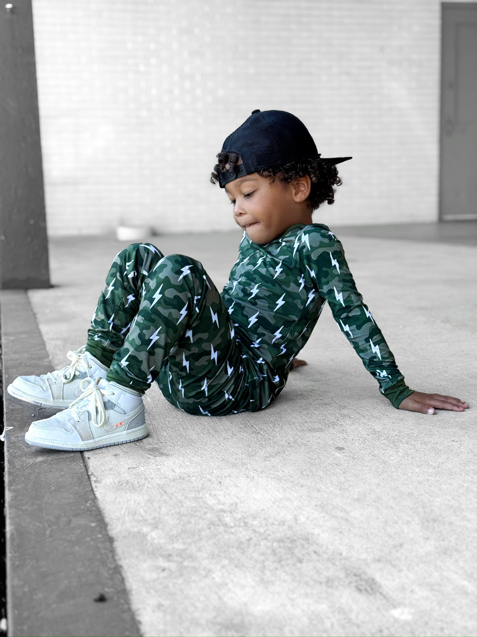 Bamboo Two Piece Set | Green Camo Bolts