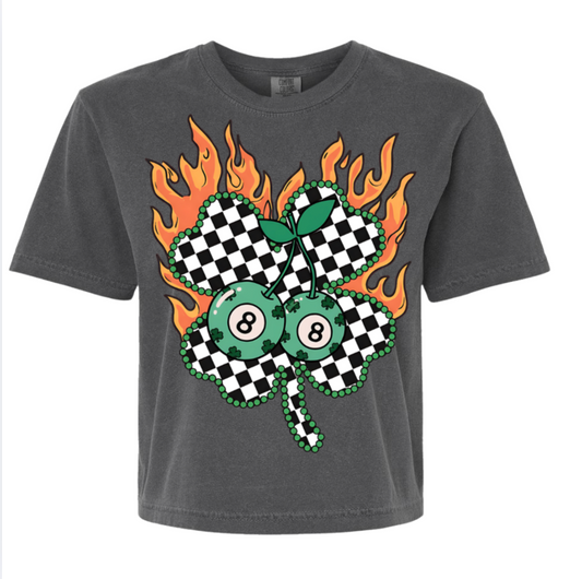 Lucky Lady | Comfort Color Crop Tee- Pepper