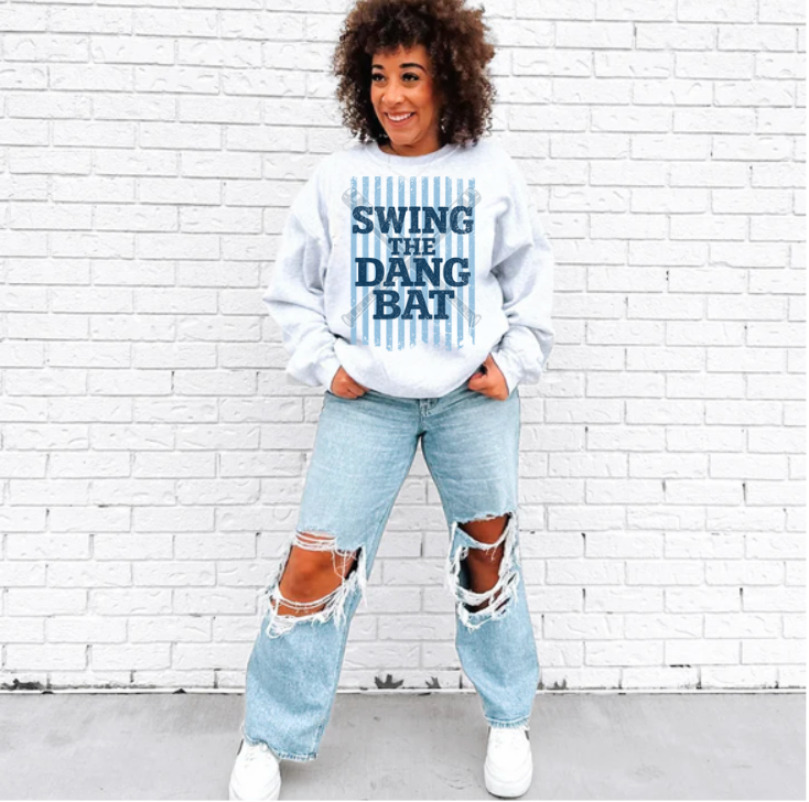 Swing The Dang Bat | Ash Gildan Sweatshirt