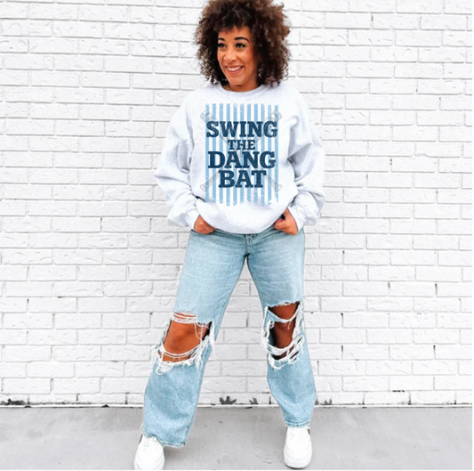 Swing The Dang Bat | Ash Gildan Sweatshirt