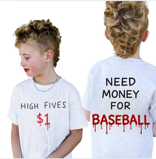 Money For Baseball | Ash Grey Pocket T-Shirt